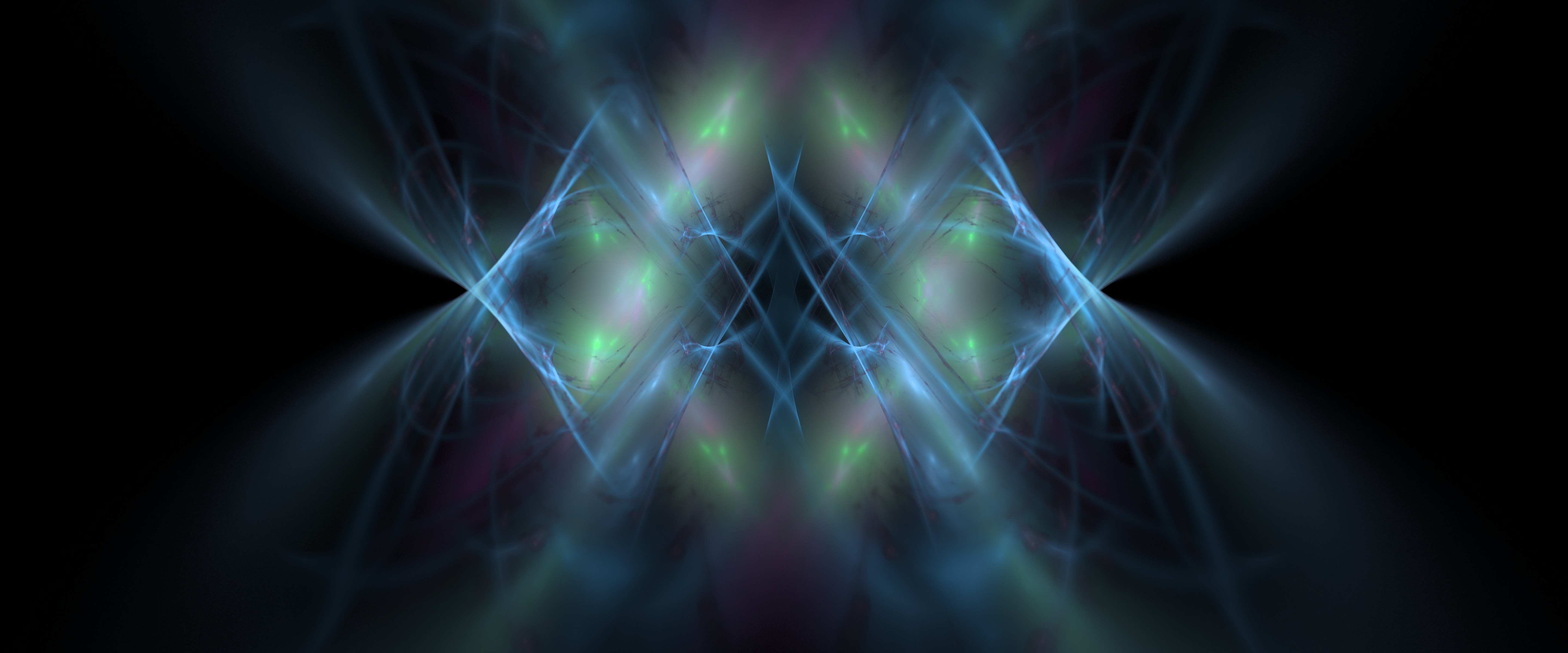 Abstract Glowing Blue Green Kaleidoscope 4K HD Wallpaper