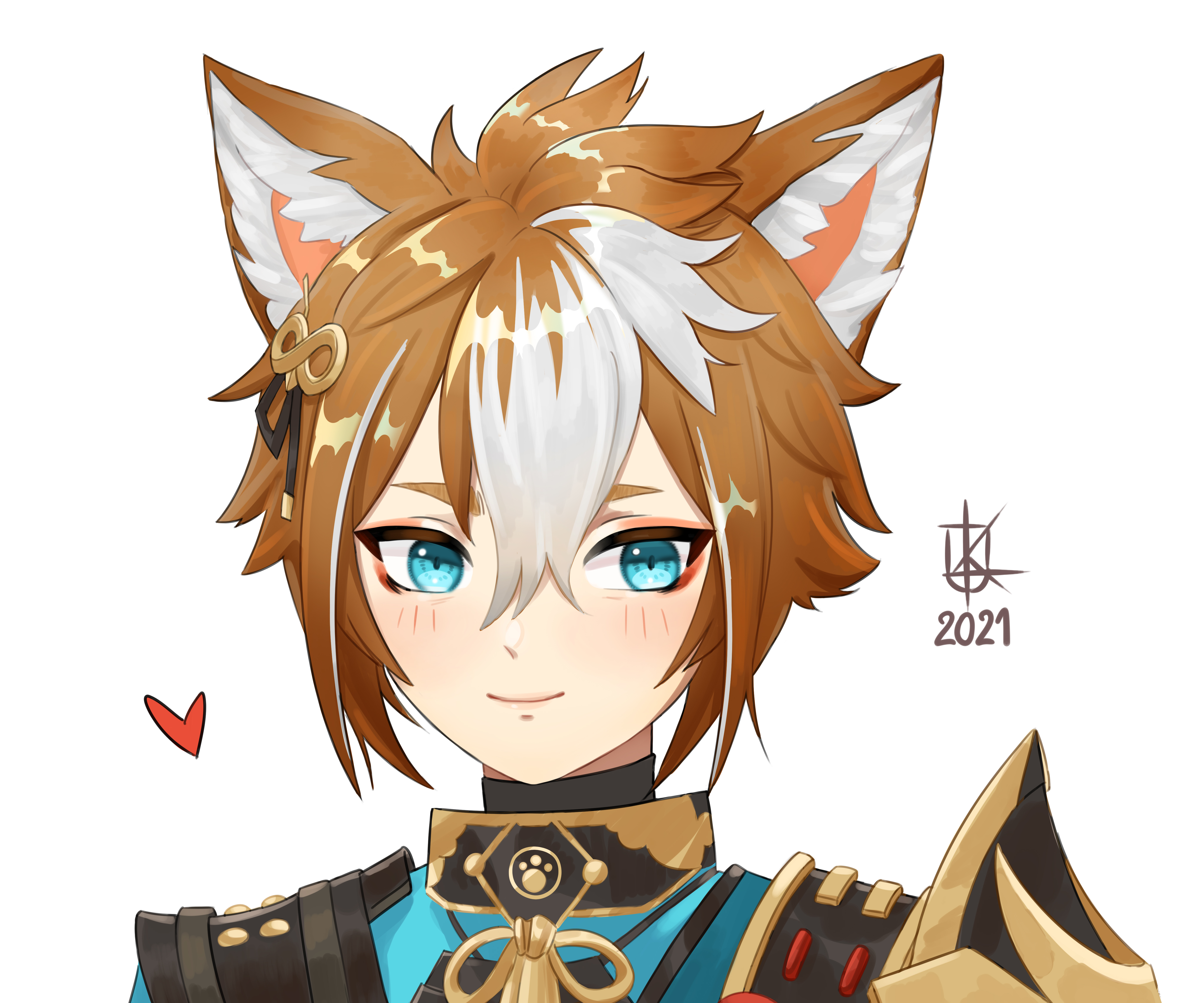 Cute Gorou Genshin Impact smiling portrait with heart HD Wallpaper