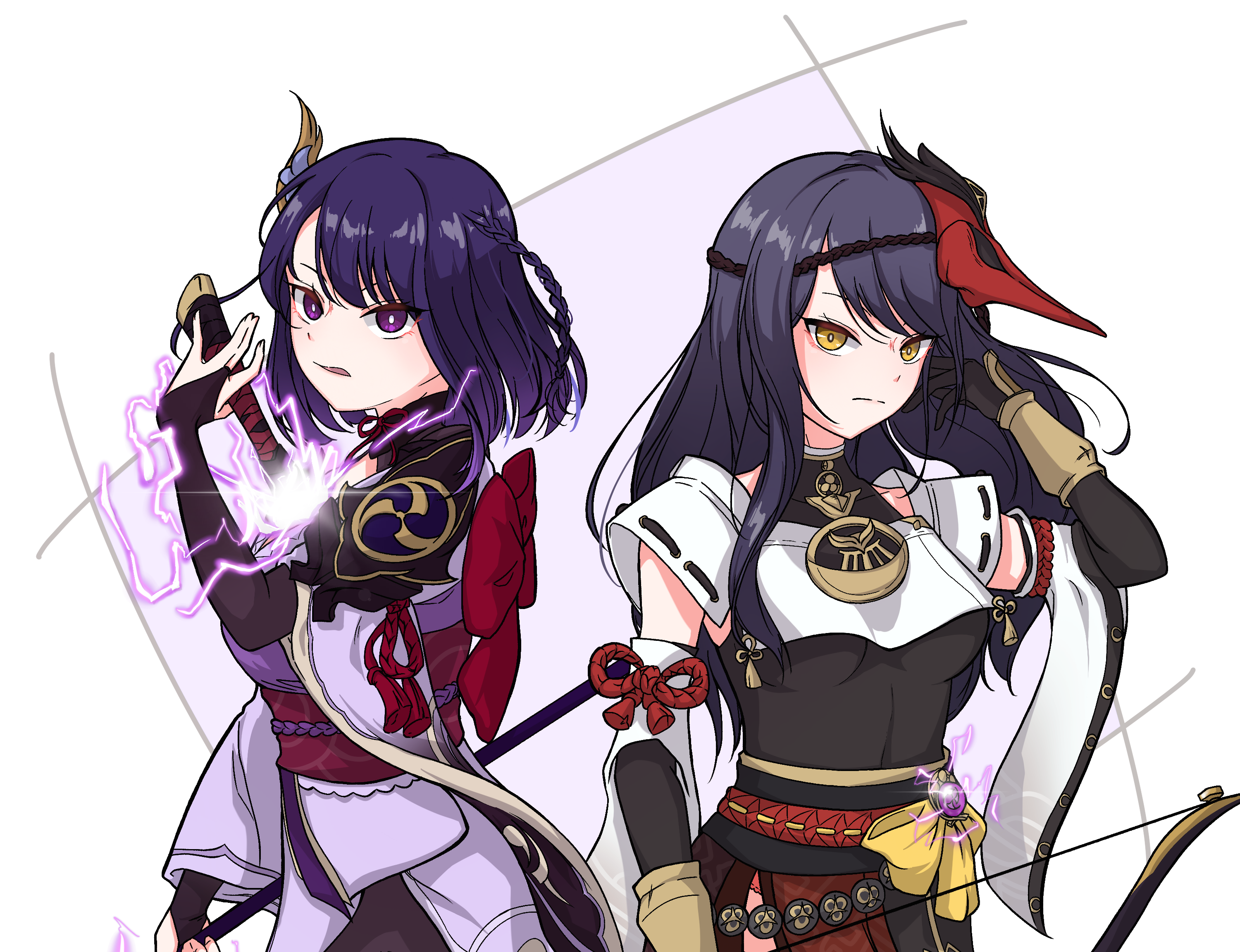 Kujou Sara and Baal Raiden Shogun Genshin Impact HD Wallpaper