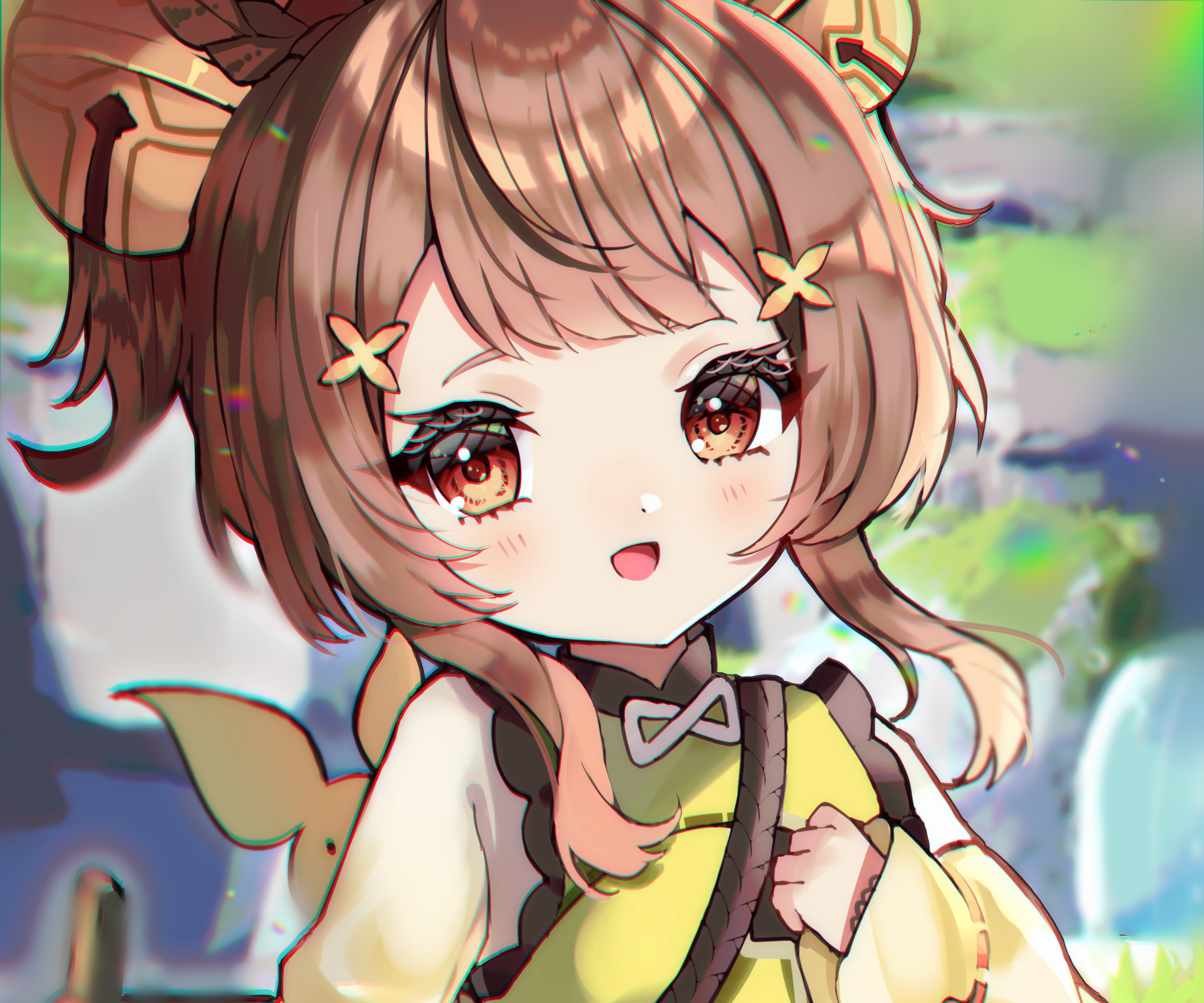 Cute smiling Yaoyao from Genshin Impact HD Wallpaper