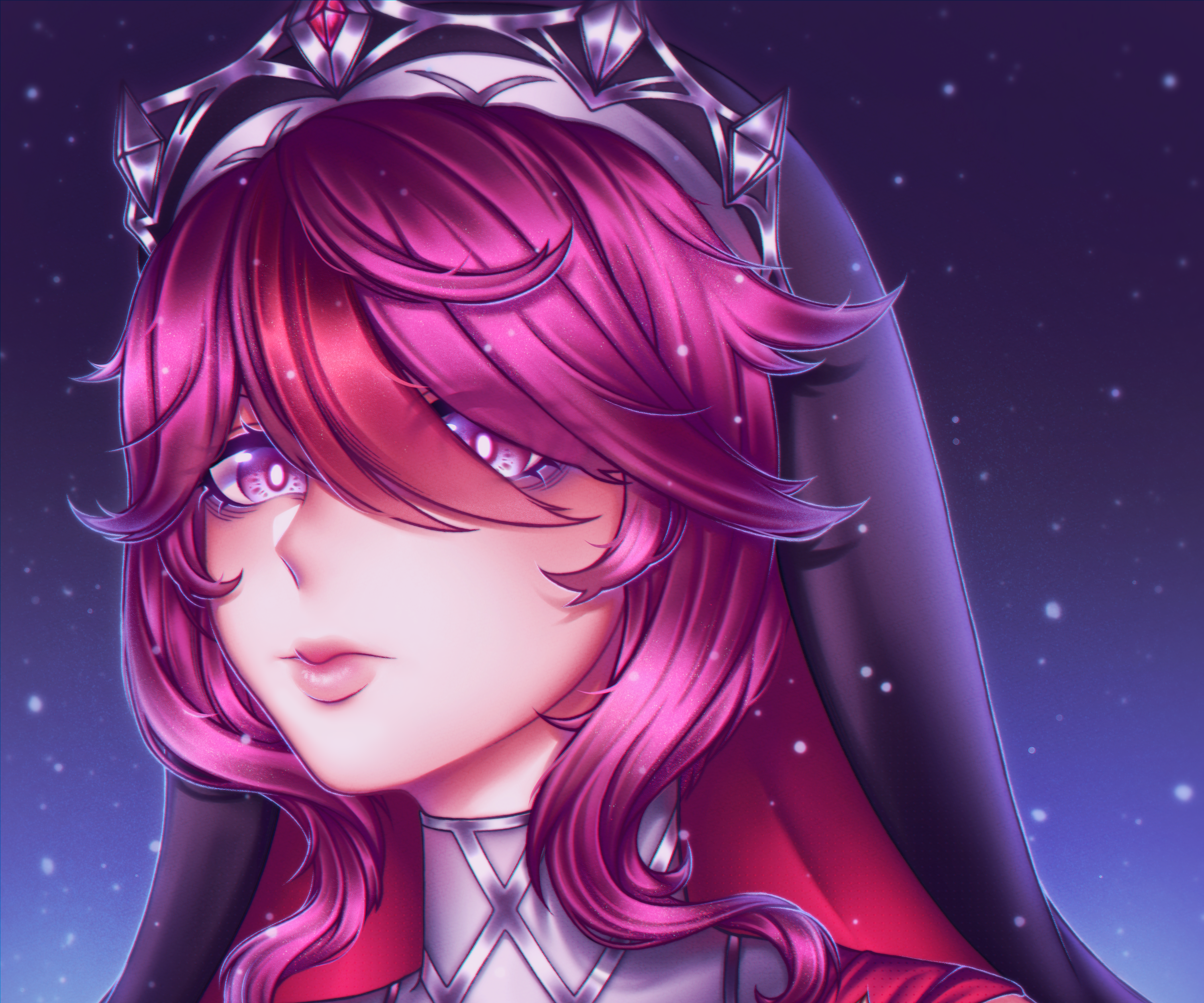 Rosaria from Genshin Impact under a starry night HD Wallpaper