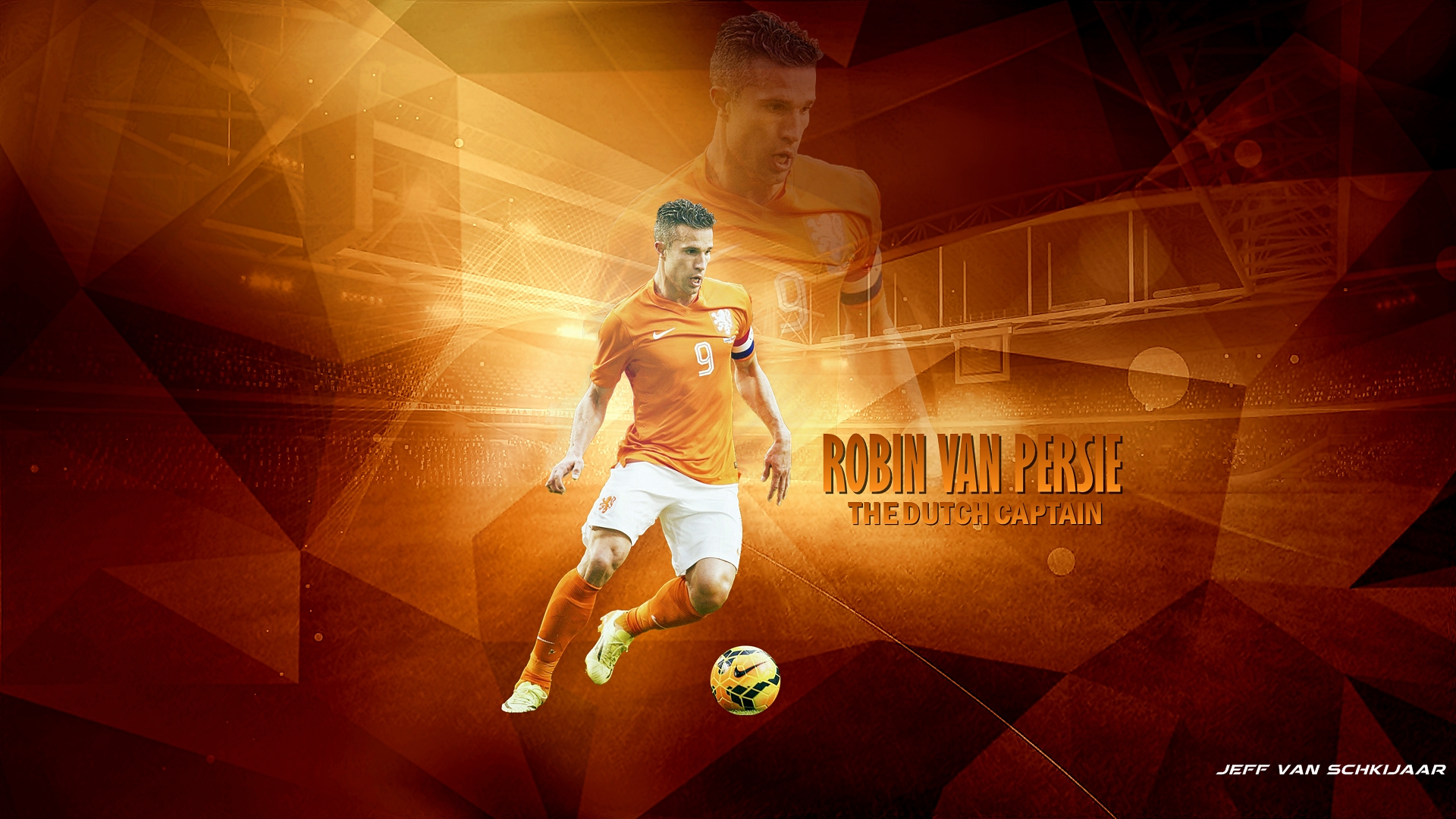 Robin van Persie The Dutch Captain Football Design HD Wallpaper