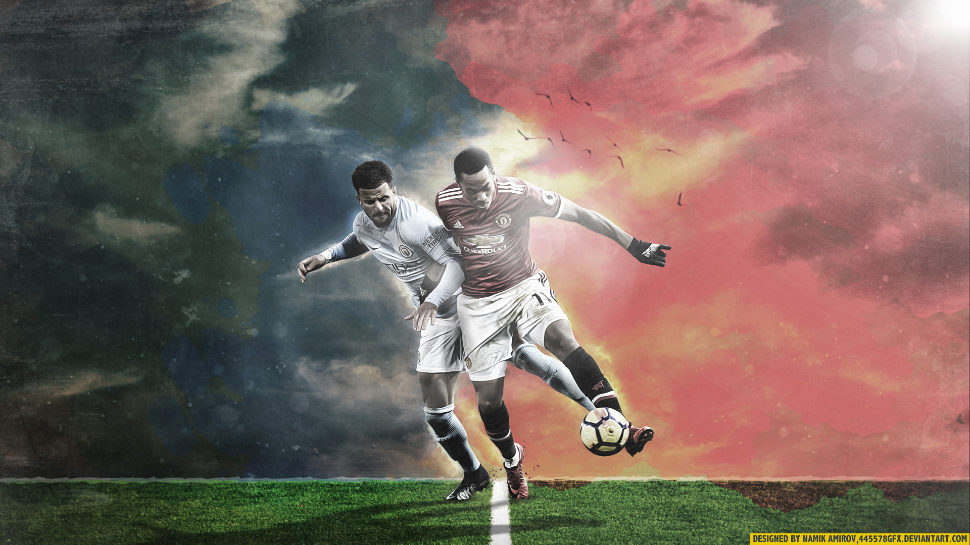 Manchester Derby: Anthony Martial vs Kyle Walker HD Wallpaper
