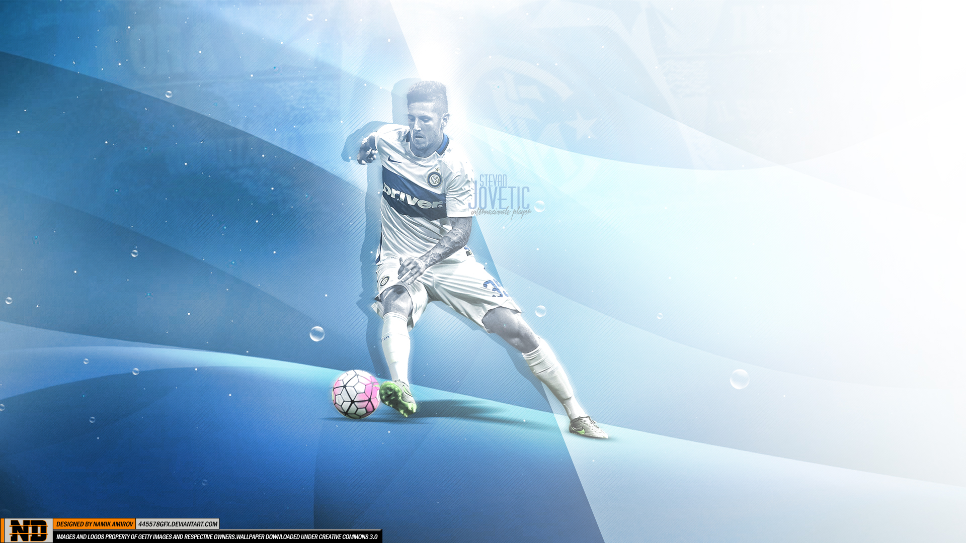 Stevan Jovetić, Inter Milan player, with soccer ball HD Wallpaper