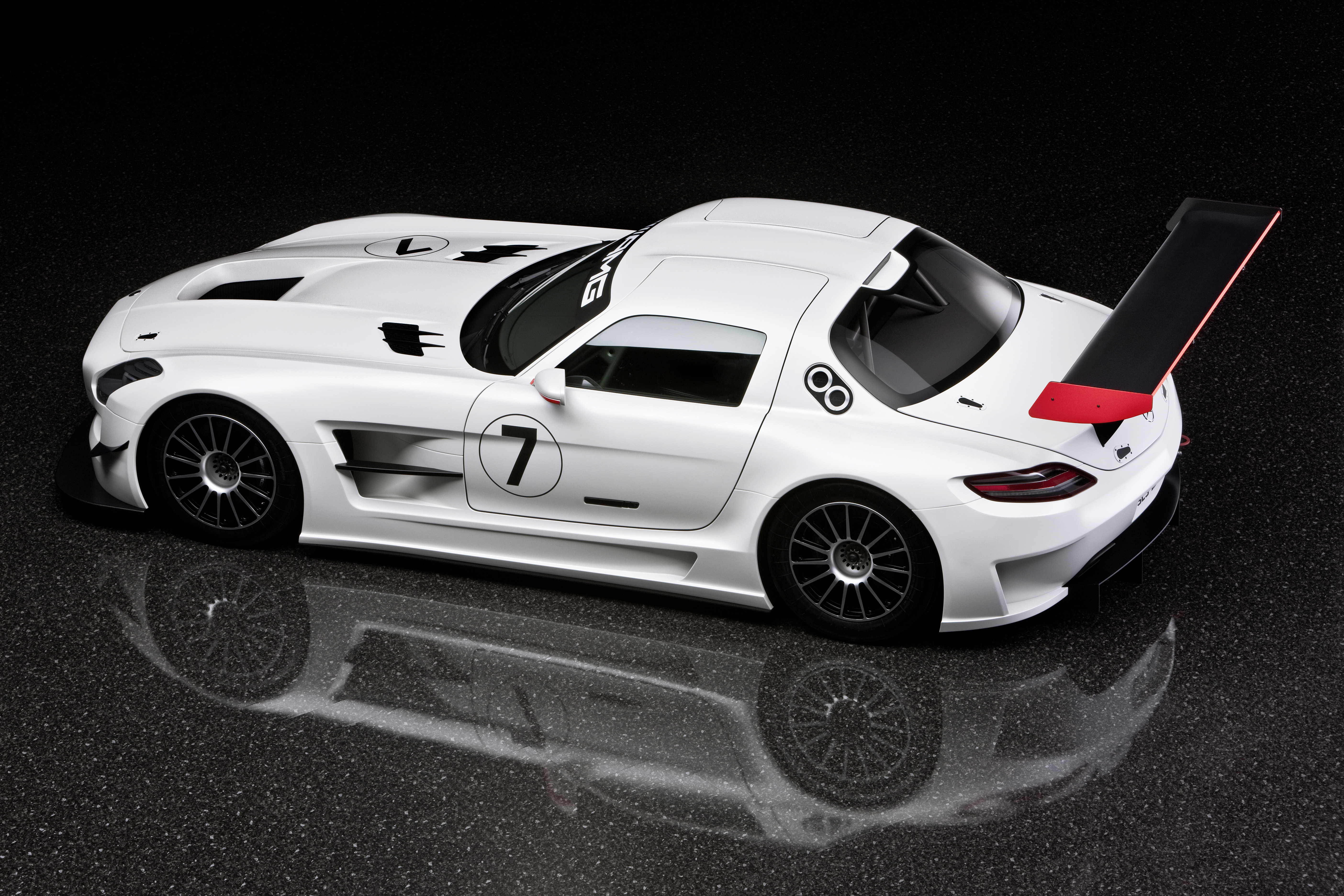 White Mercedes-Benz SLS 63 AMG GT3 race car HD Wallpaper