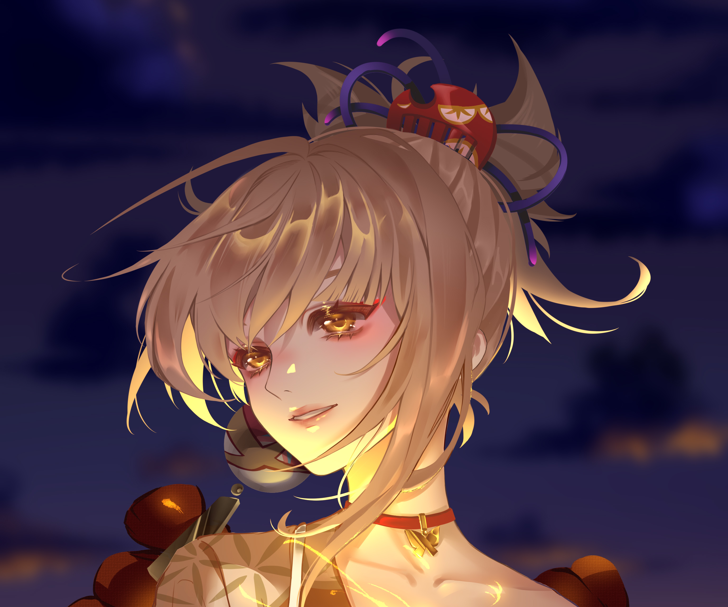 Yoimiya (Genshin Impact) serene night glow HD Wallpaper