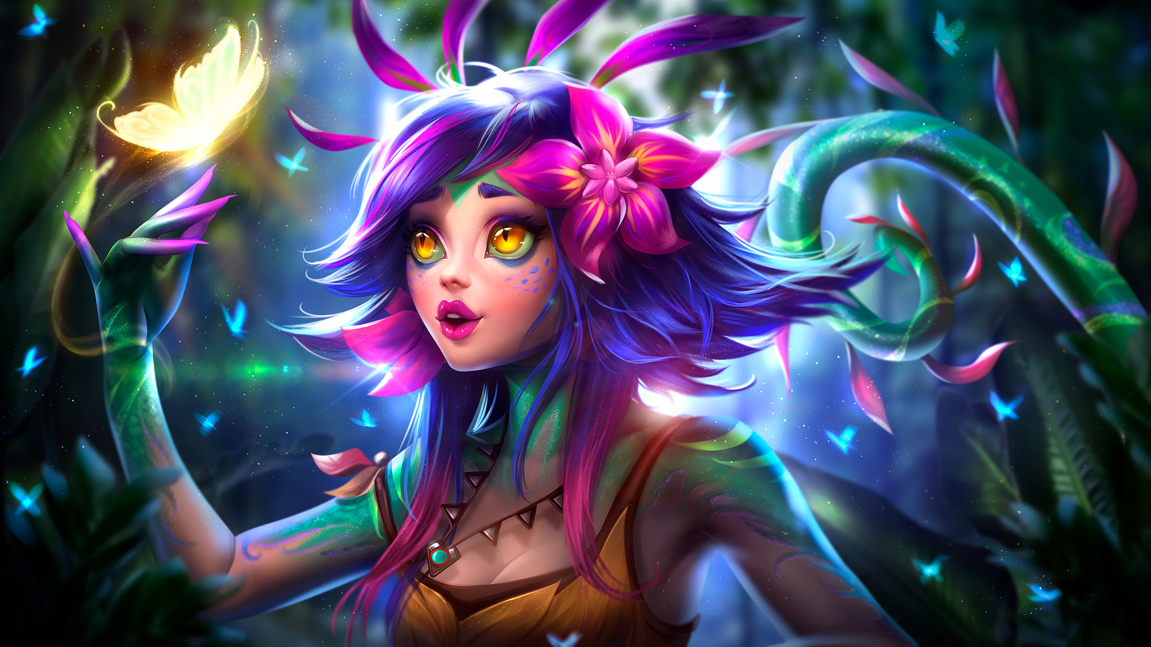 Neeko League of Legends Vibrant Forest Butterfly 4K HD Wallpaper
