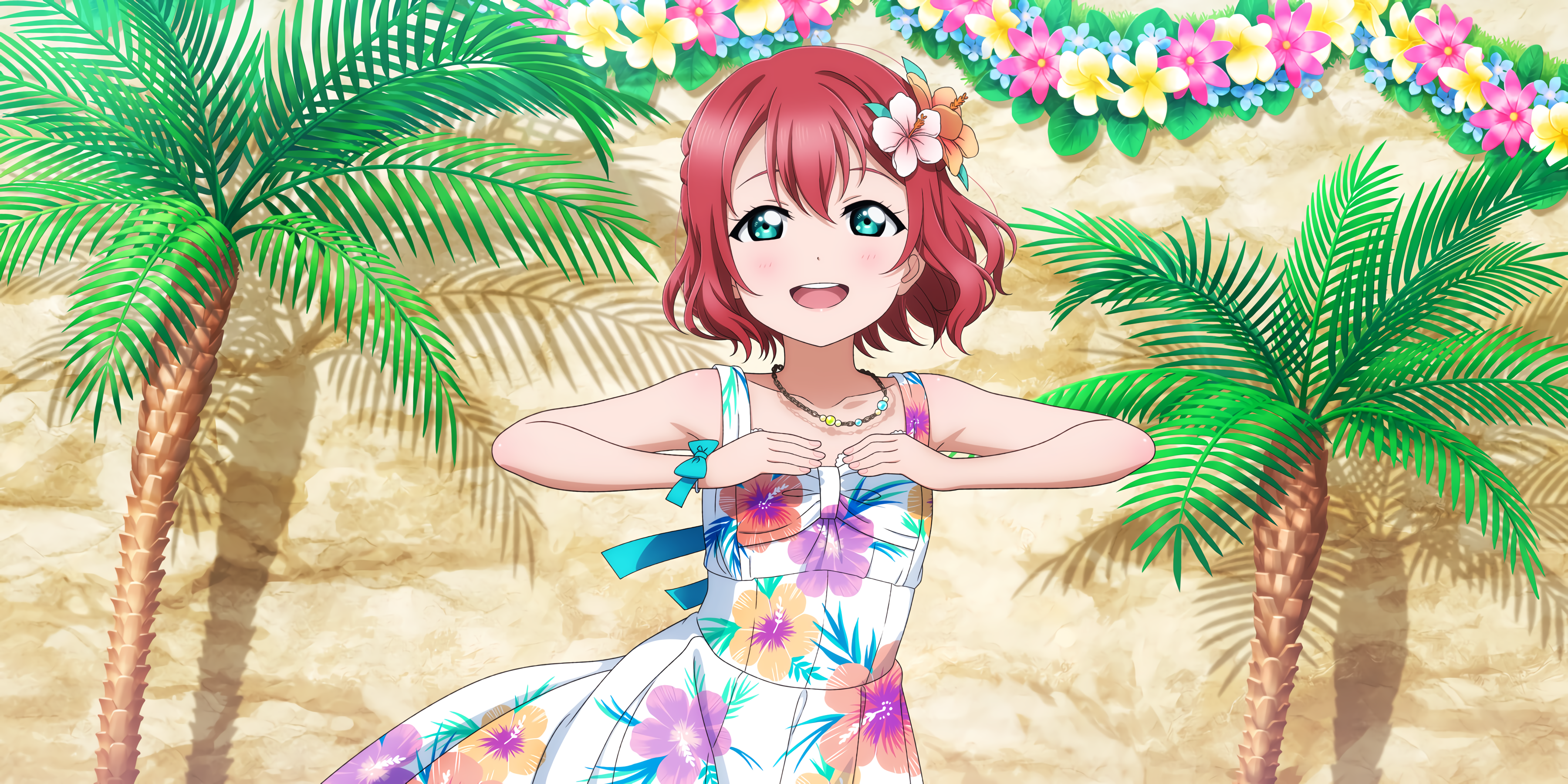 Ruby Kurosawa in a tropical floral dress HD Wallpaper