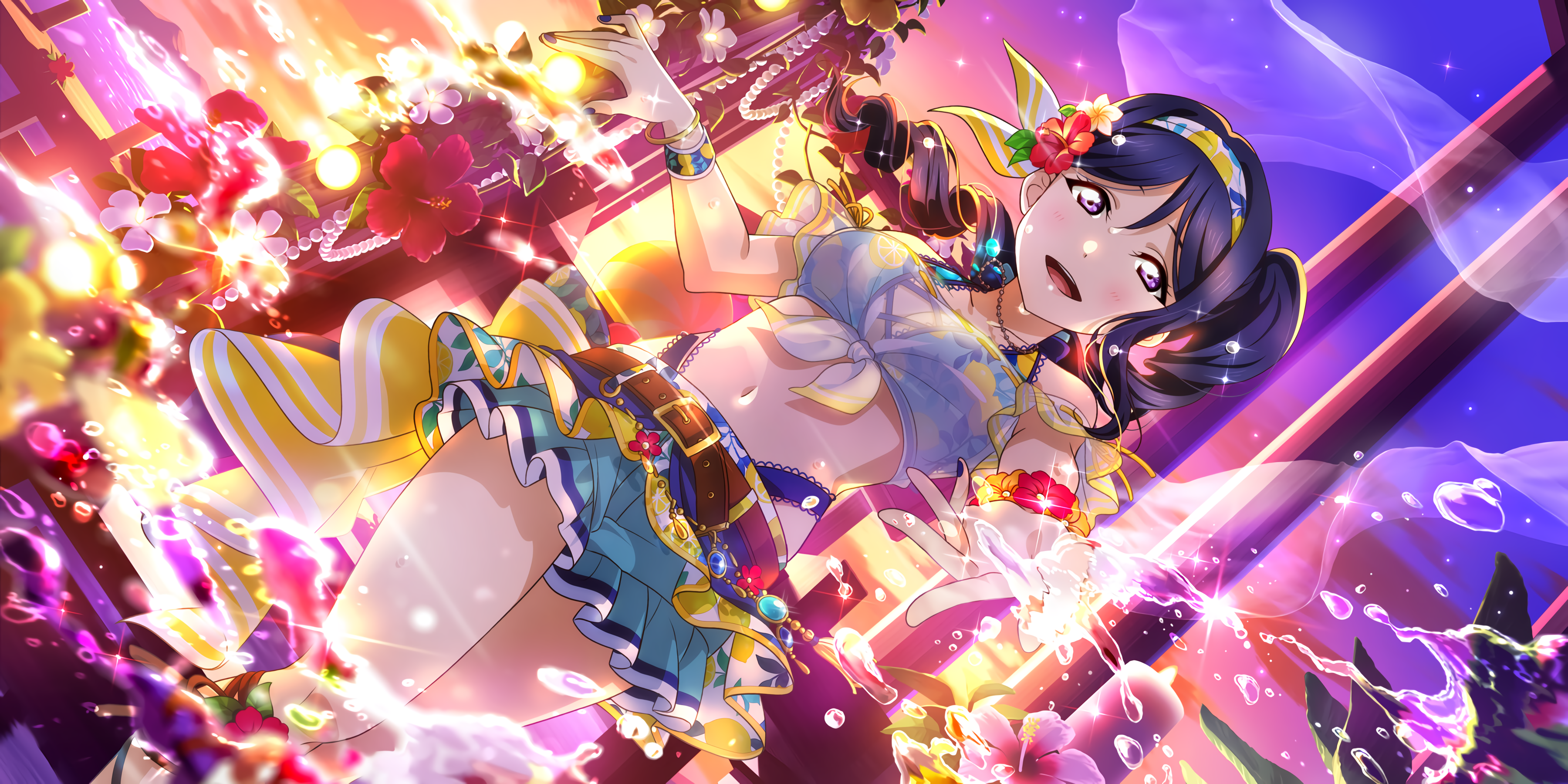 Kanan Matsuura vibrant summer swimsuit splash HD Wallpaper