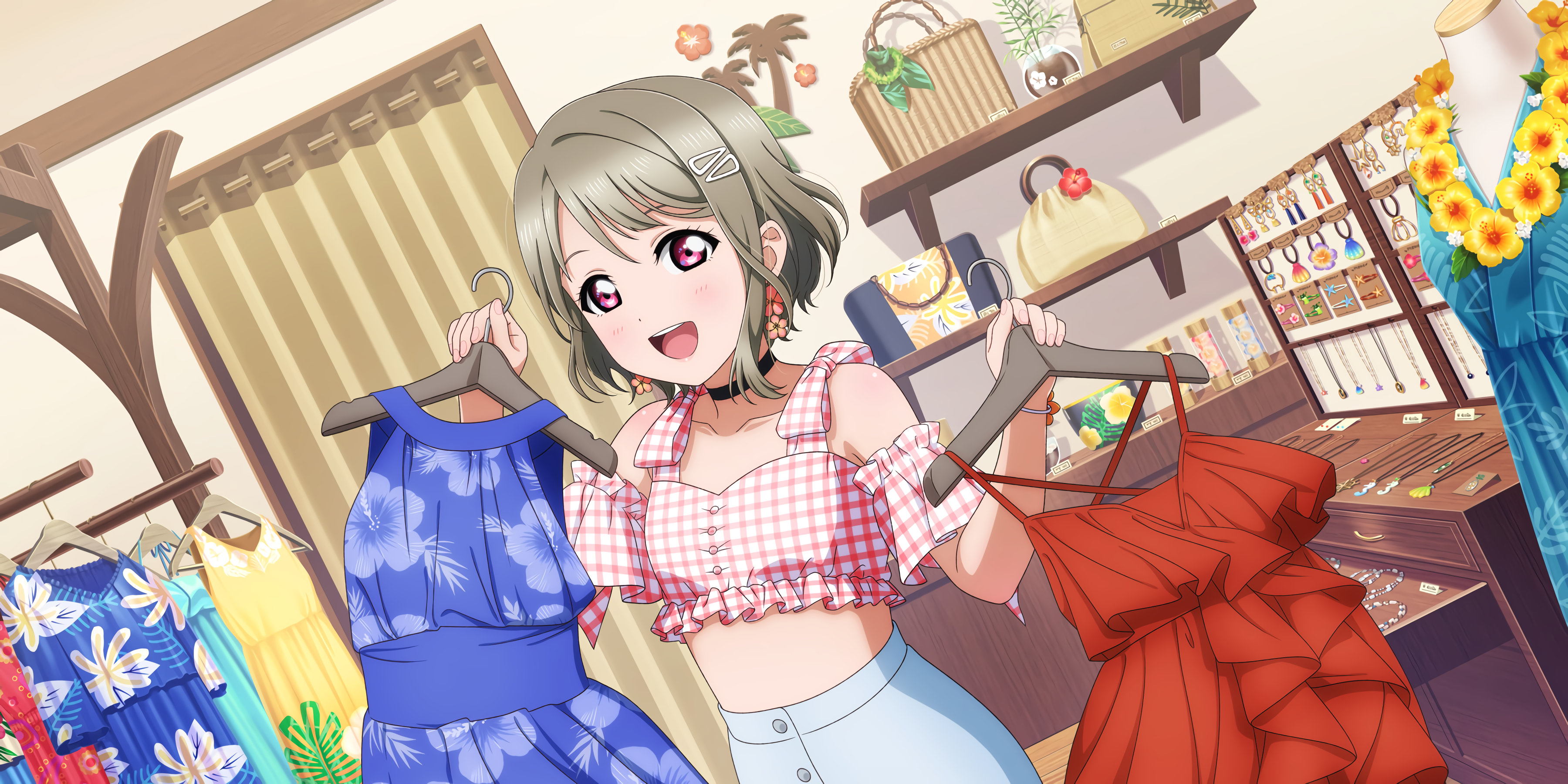 Kasumi Nakasu happily shopping for summer dresses HD Wallpaper