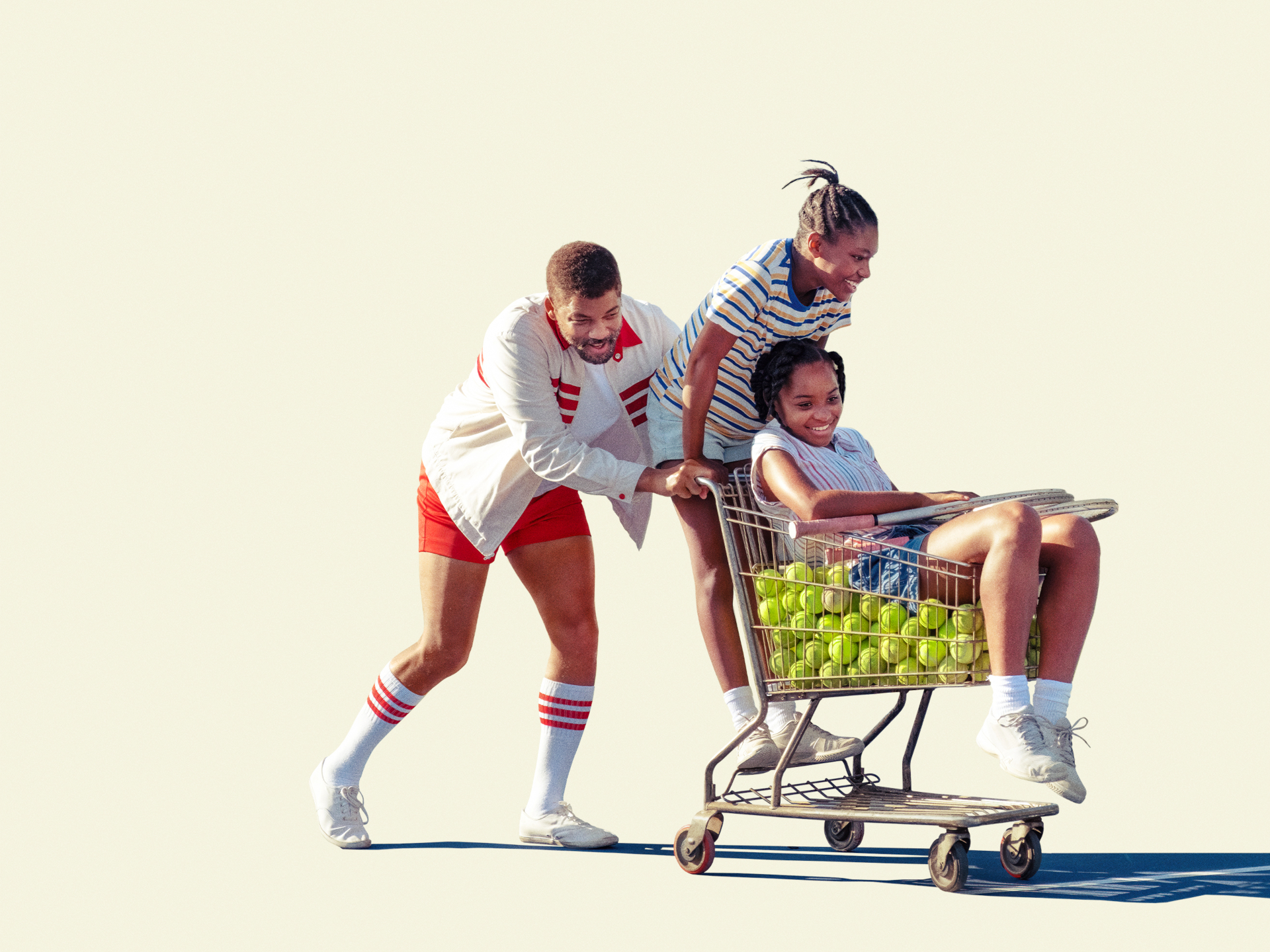 Will Smith, King Richard, pushing girls with tennis balls HD Wallpaper