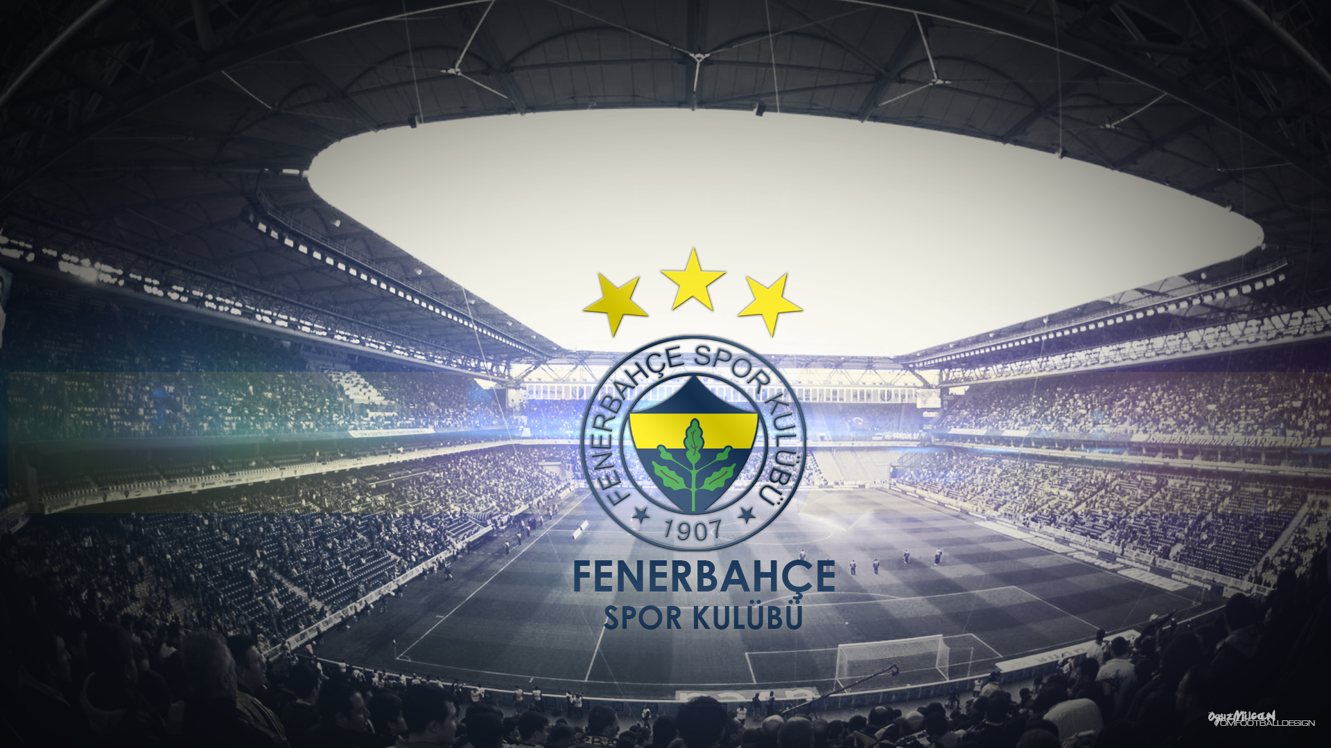 Fenerbahçe S.K. Logo in Soccer Stadium HD Wallpaper