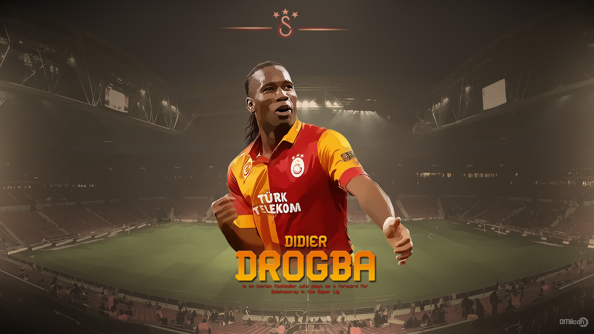 Didier Drogba Galatasaray S.K. football stadium art HD Wallpaper