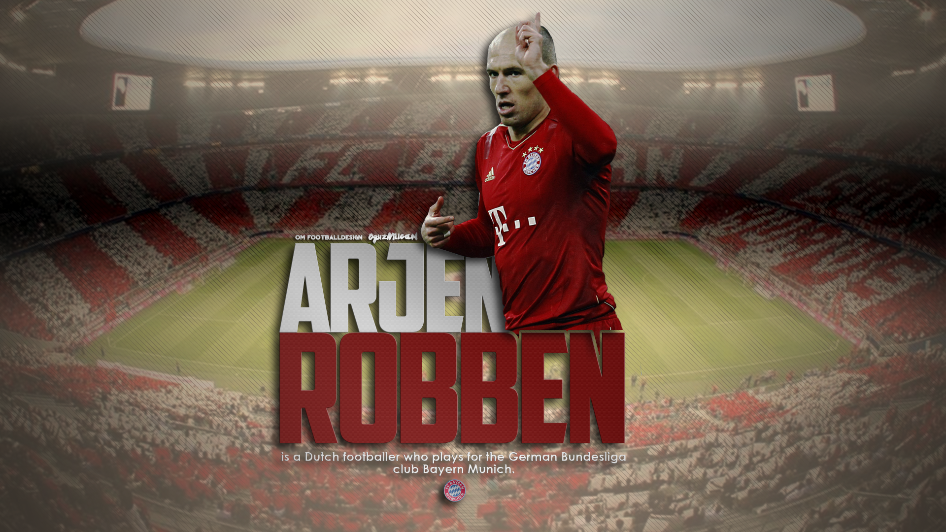 Arjen Robben celebrating for FC Bayern Munich in stadium HD Wallpaper