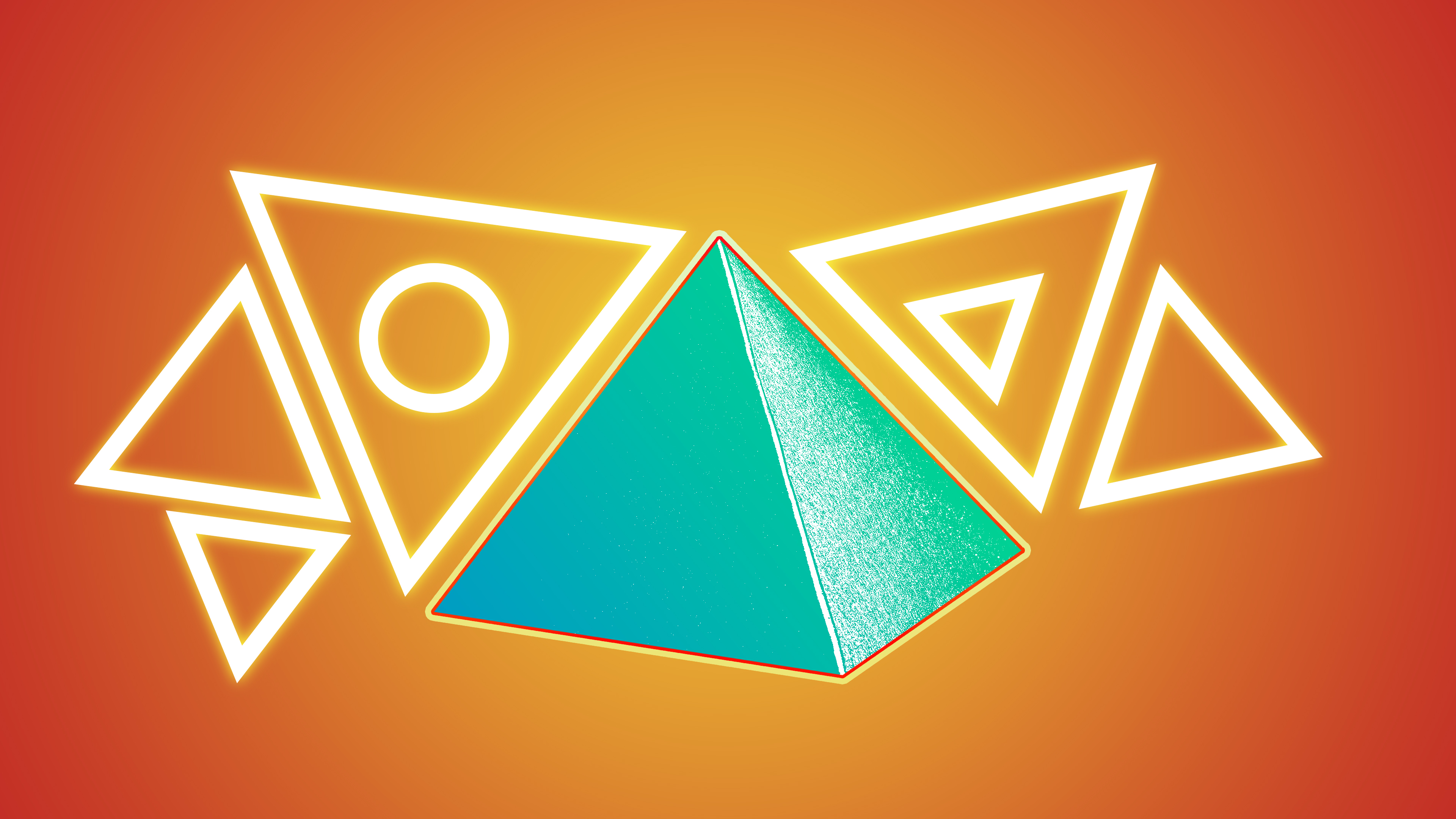 Abstract Art with Glowing Pyramid and Triangles HD Wallpaper