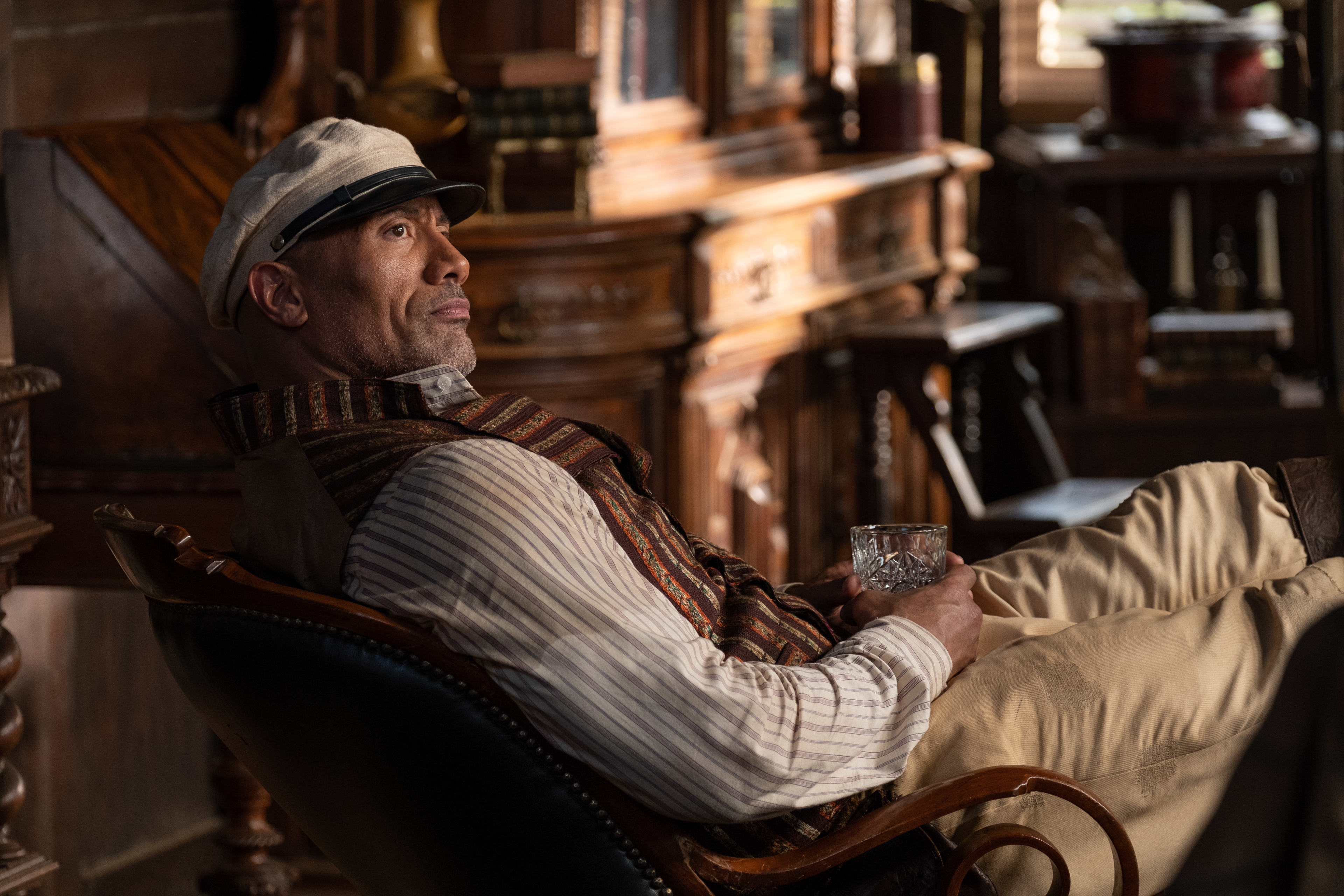 Dwayne Johnson relaxing in Jungle Cruise HD Wallpaper