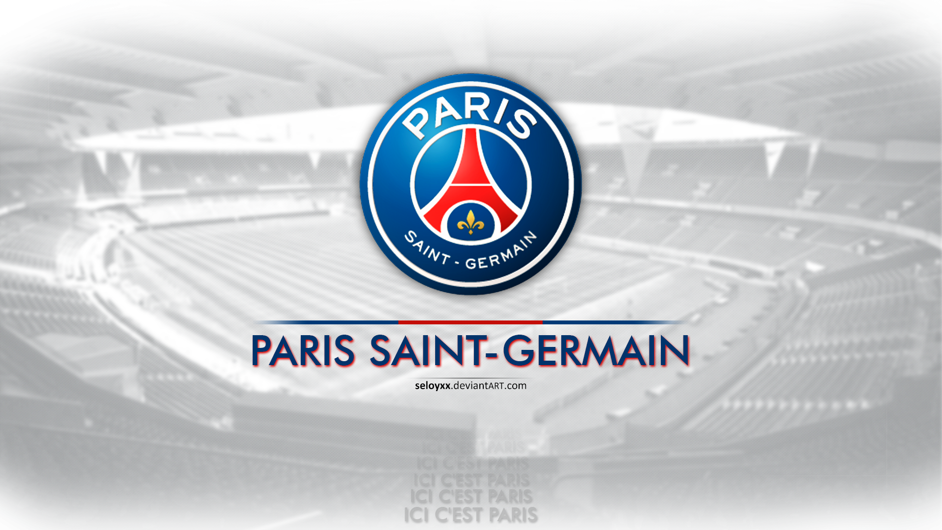 Paris Saint-Germain Logo on Stadium Background HD Wallpaper