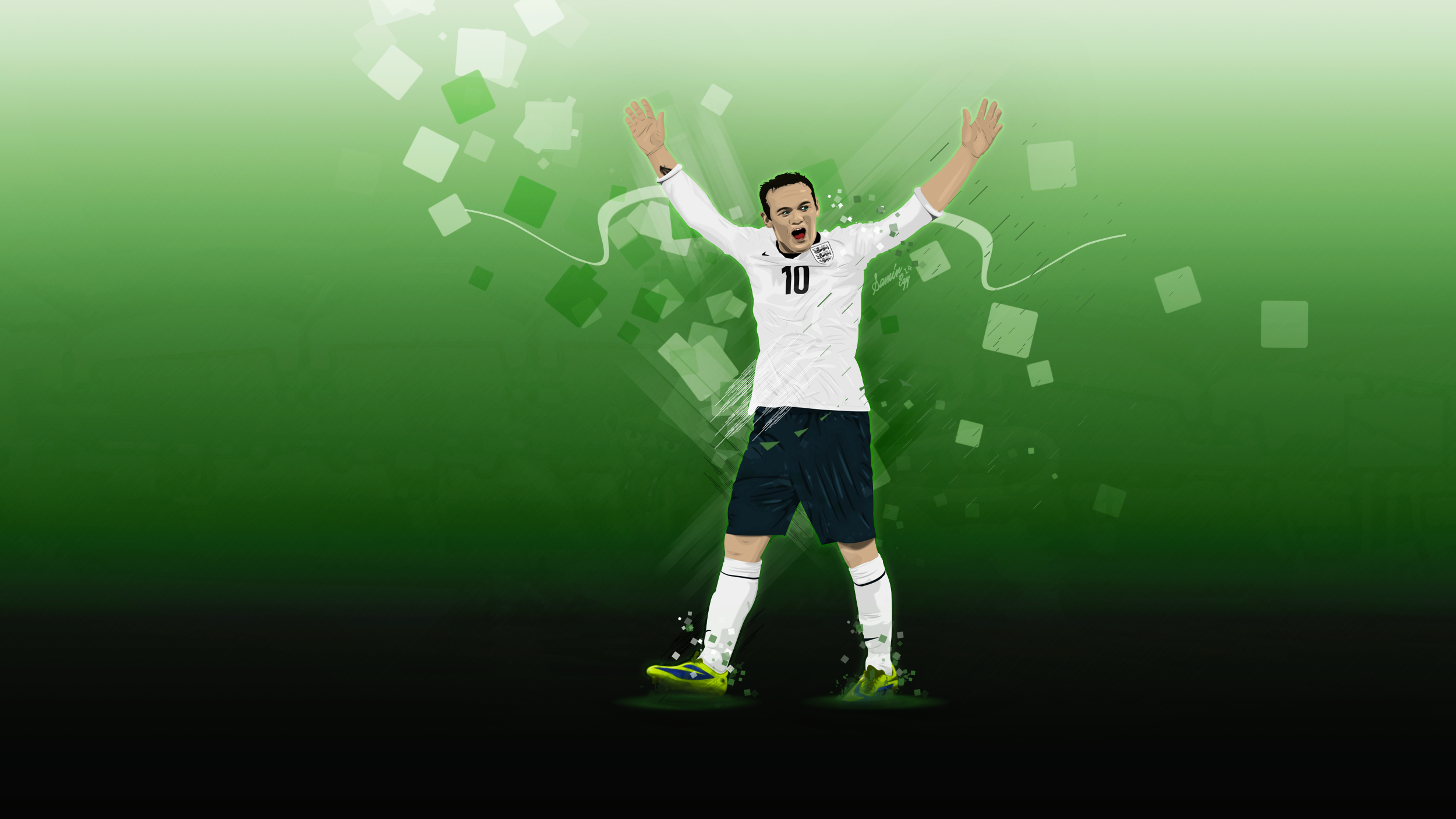 Wayne Rooney celebrating in England soccer jersey HD Wallpaper
