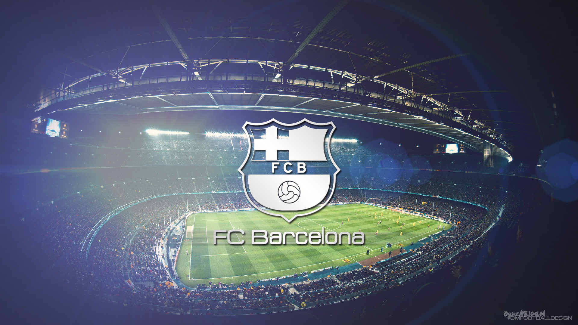 FC Barcelona Logo at Camp Nou Soccer Stadium HD Wallpaper