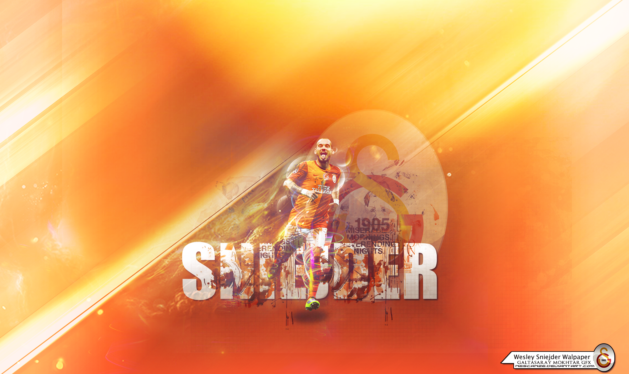 Wesley Sneijder Galatasaray Football Art HD Wallpaper
