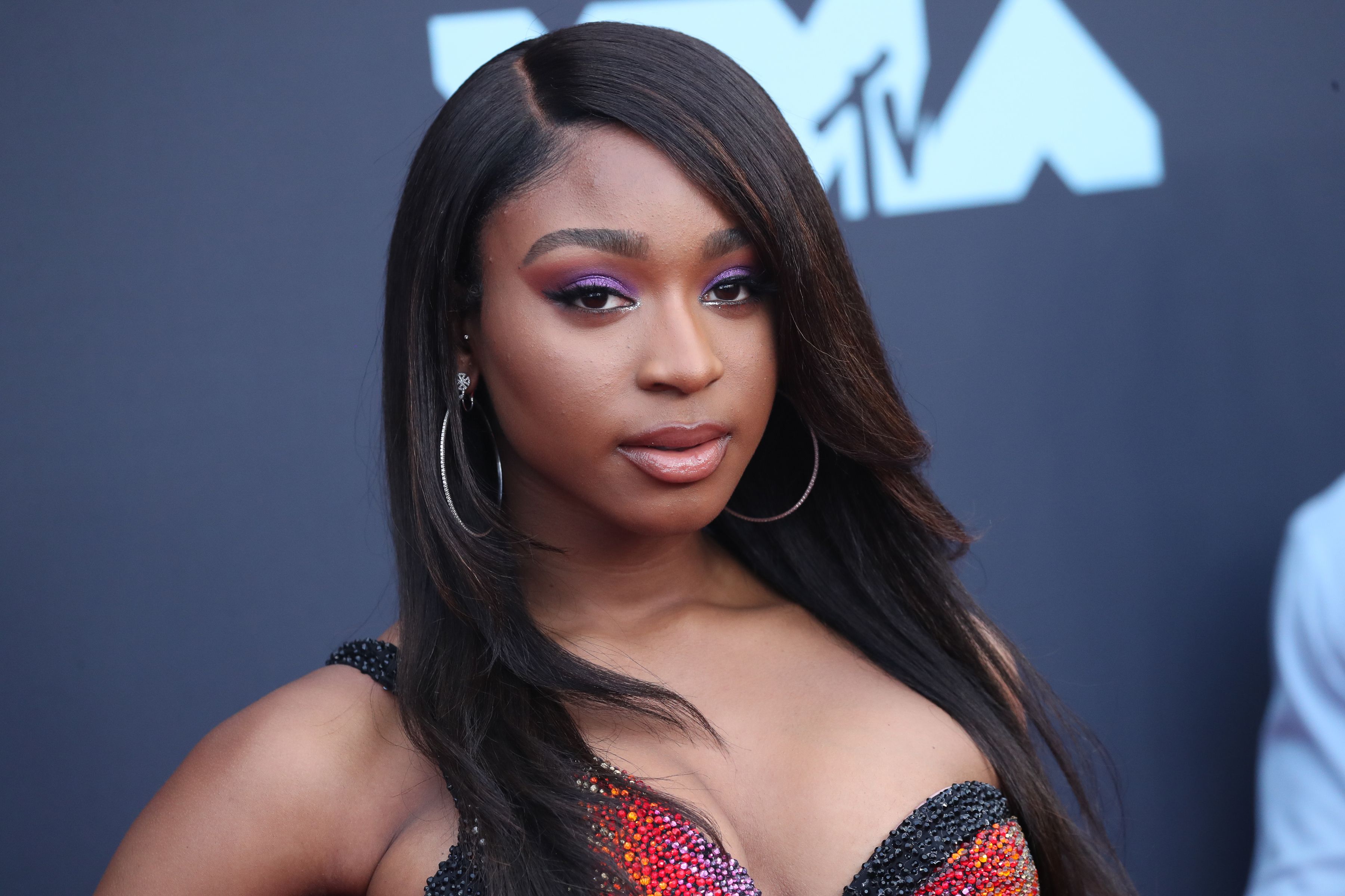 Normani with purple eyeshadow and long dark hair at MTV HD Wallpaper