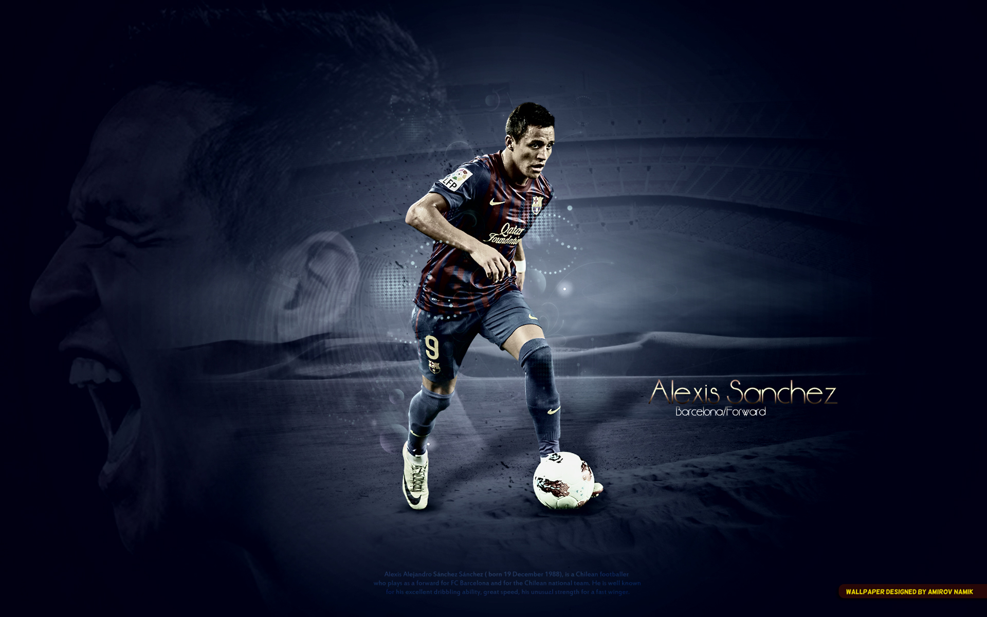 Alexis Sanchez Barcelona Forward Football Art HD Wallpaper