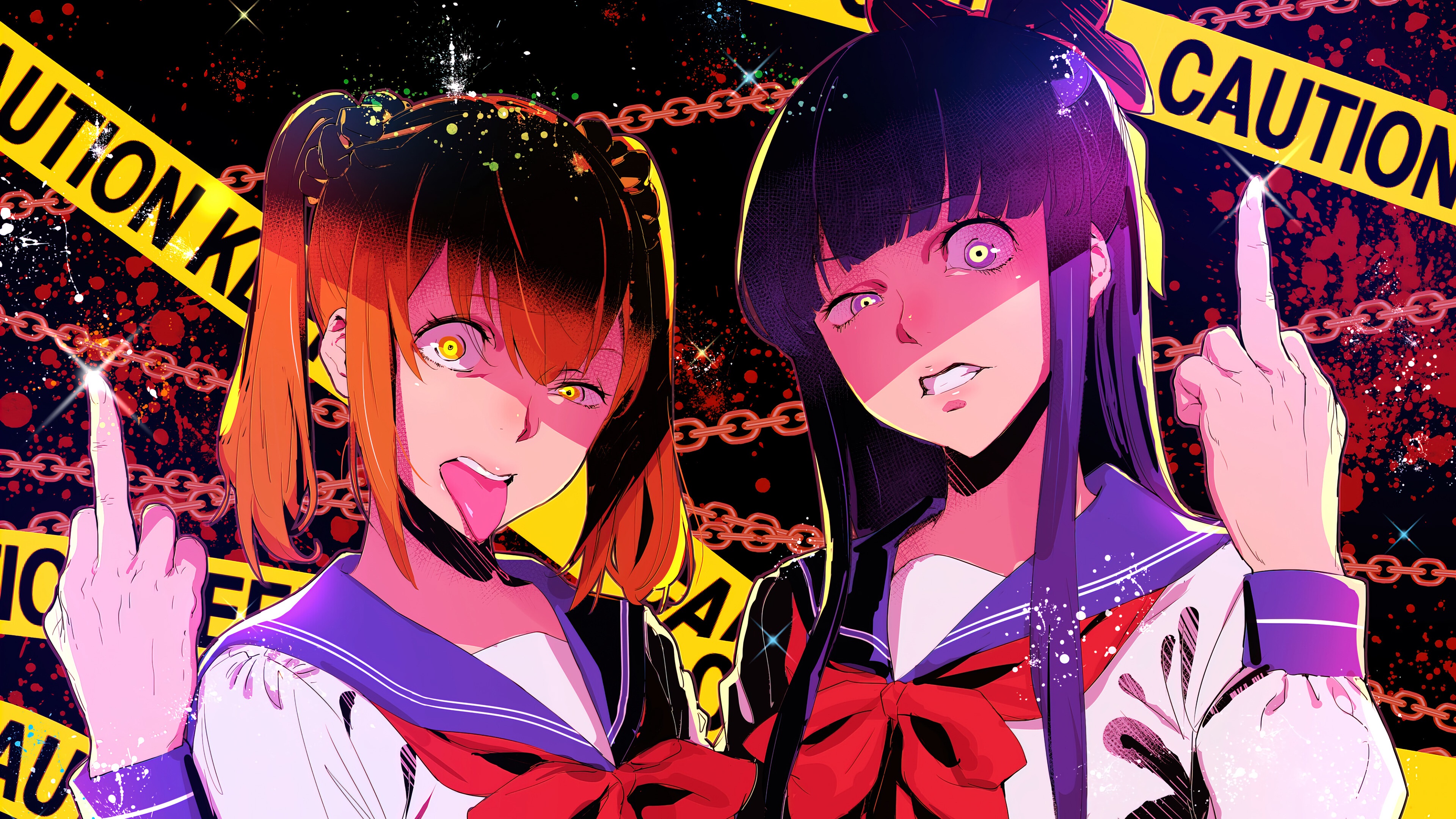 Pop Team Epic Characters with Vivid Expressions 4K HD Wallpaper