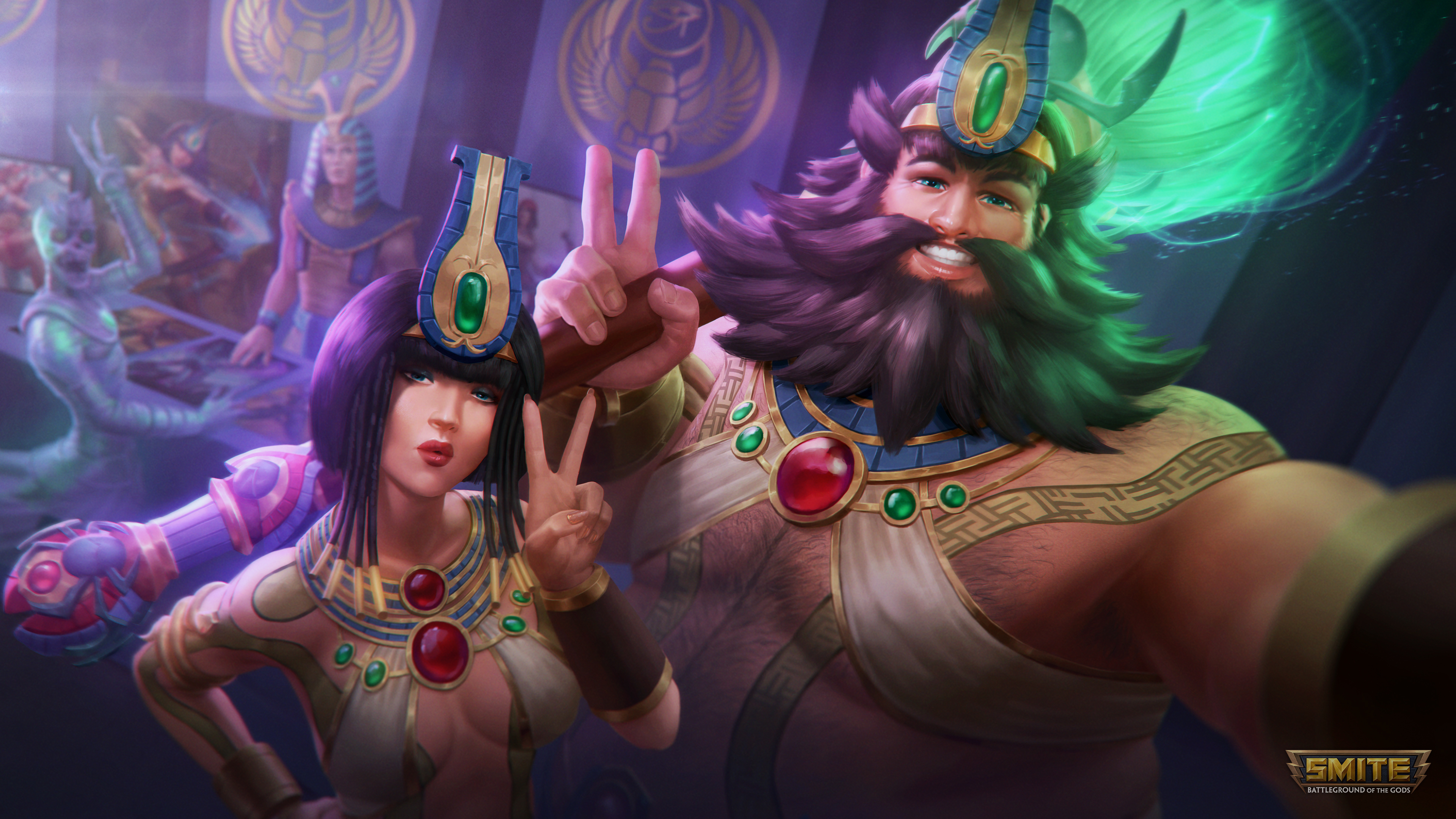 Smite: Zhong Kui and Neith's cheerful selfie HD Wallpaper