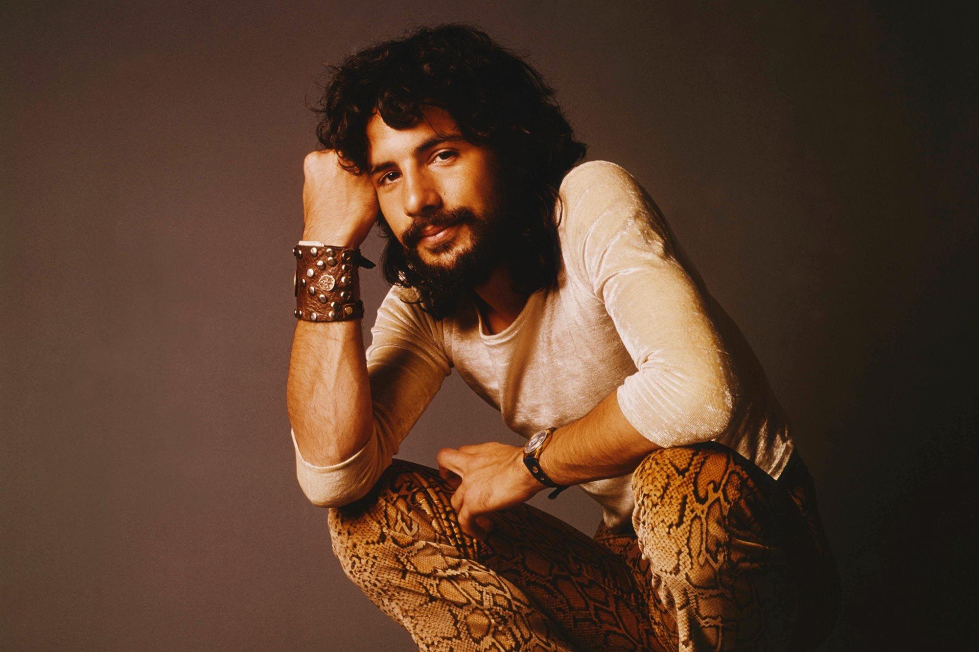 Cat Stevens in snake-print pants and leather cuff HD Wallpaper