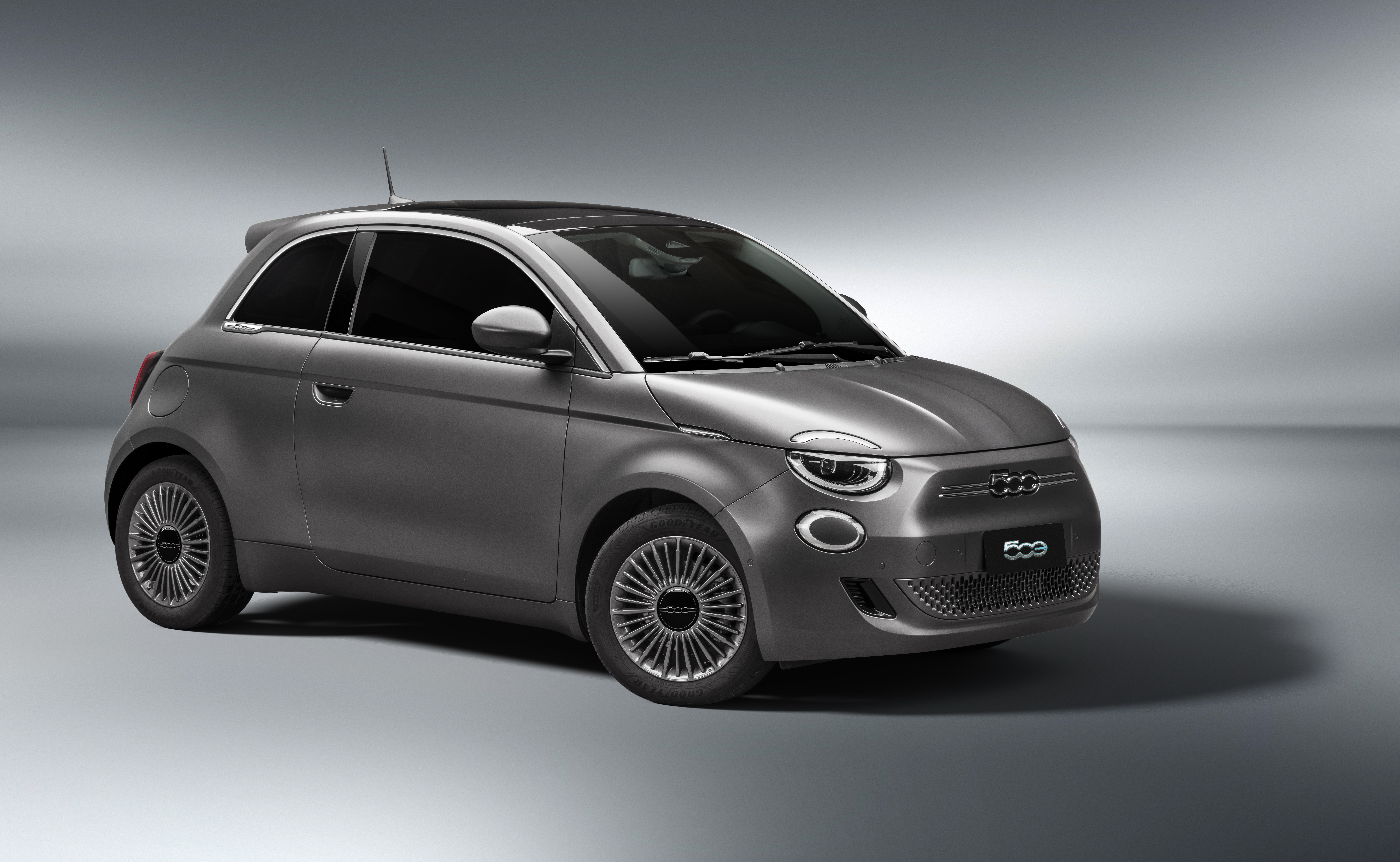 Grey Fiat 500 Electric Car HD Wallpaper