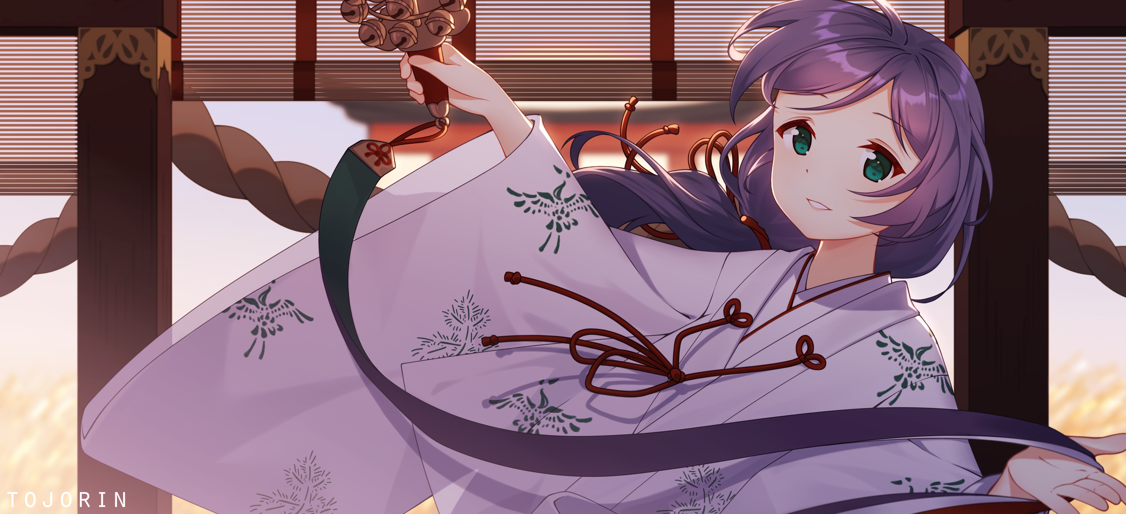 Nozomi Tojo Shrine Maiden with Suzu HD Wallpaper