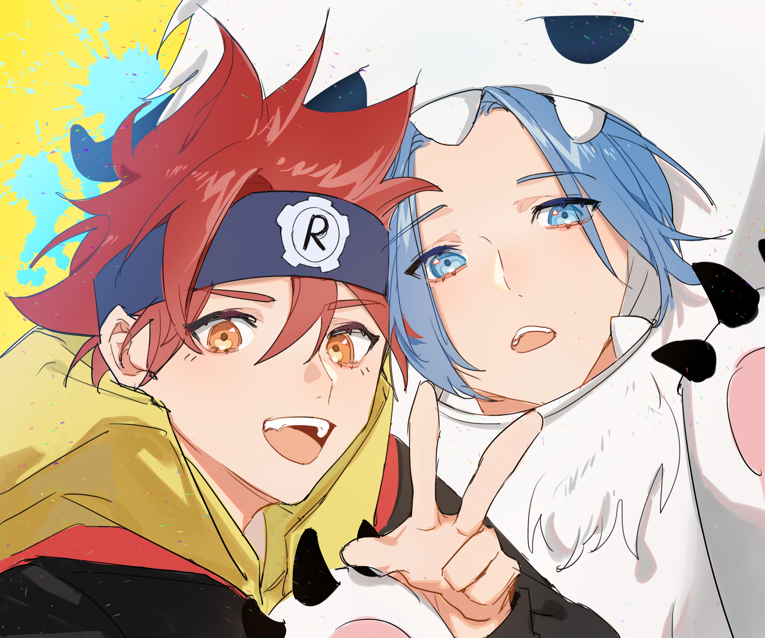 Reki Kyan and Langa Hasegawa peace sign selfie HD Wallpaper