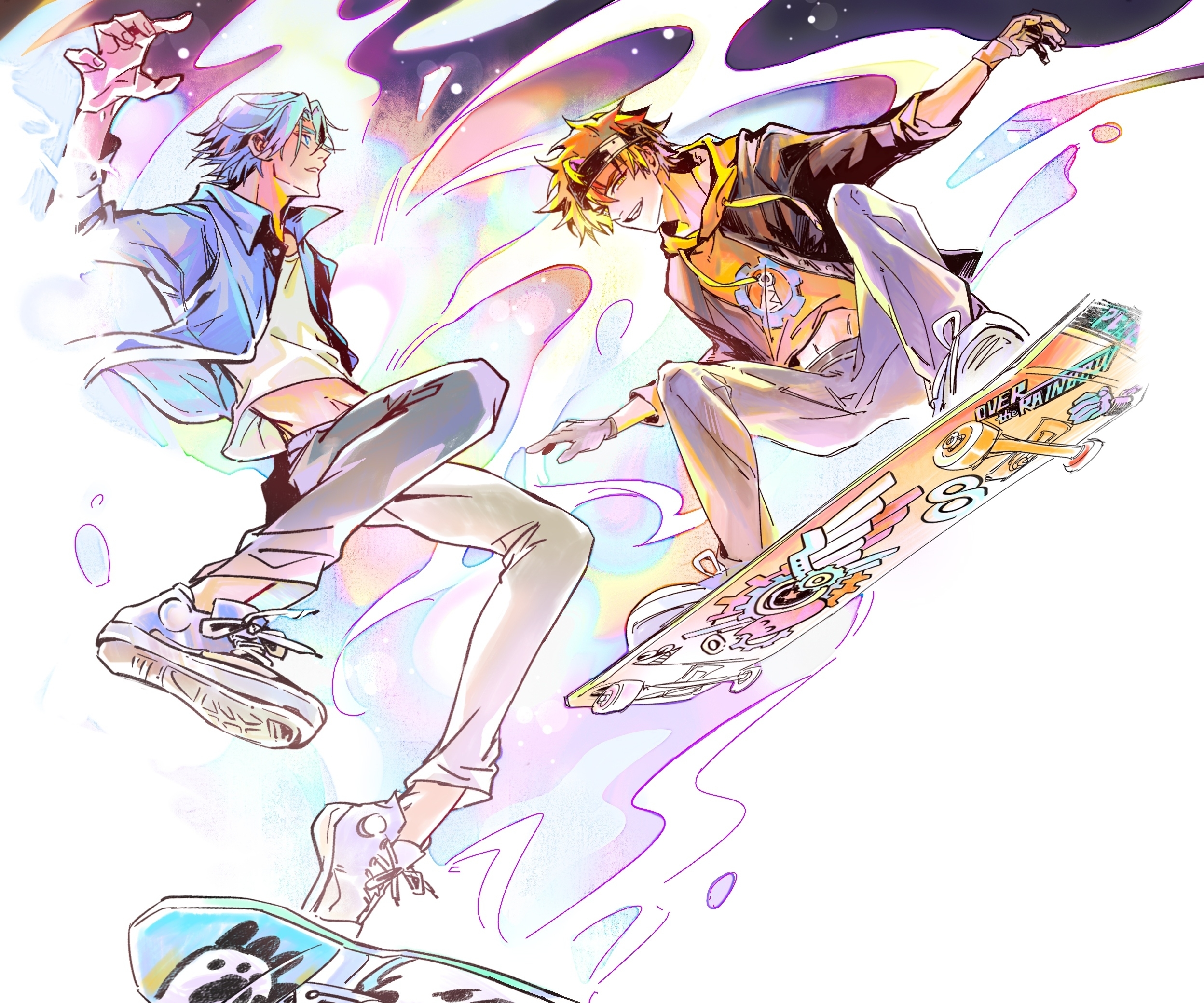 Langa Hasegawa and Reki Kyan Colorful Skate HD Wallpaper