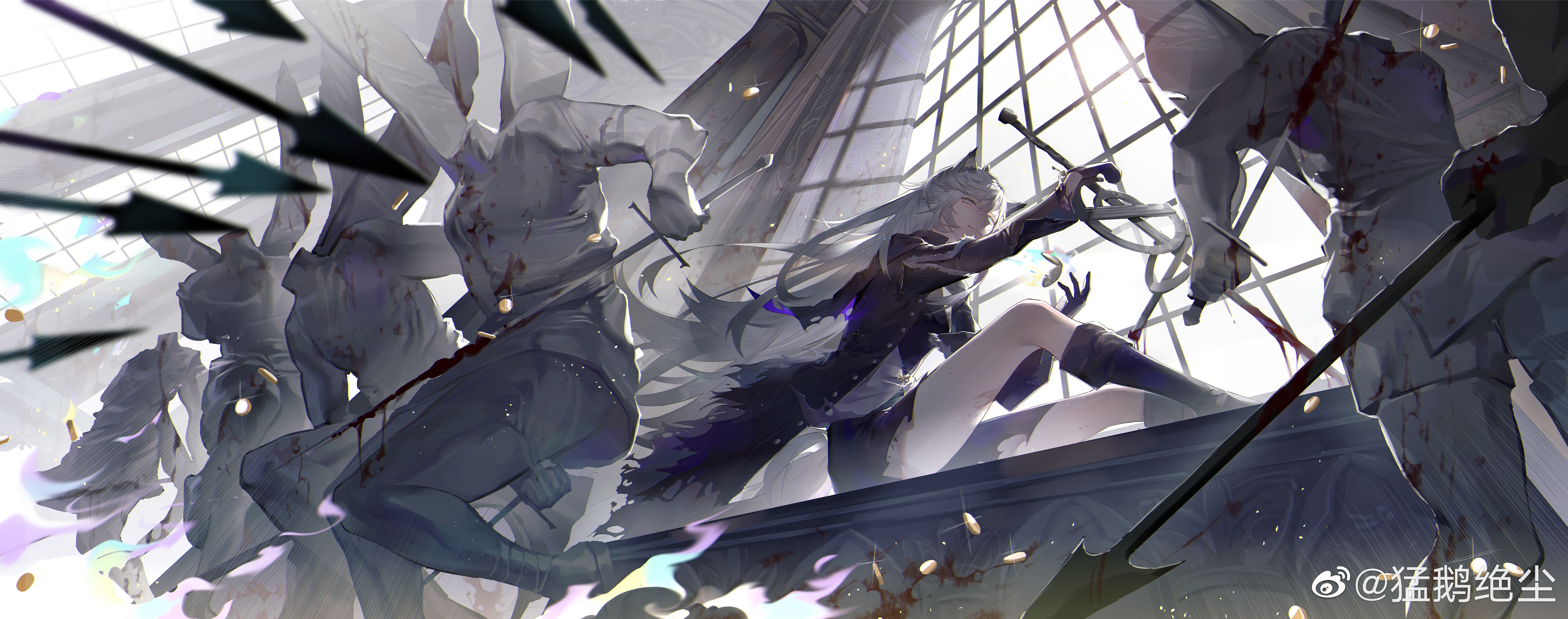 Lappland (Arknights) in intense sword combat HD Wallpaper
