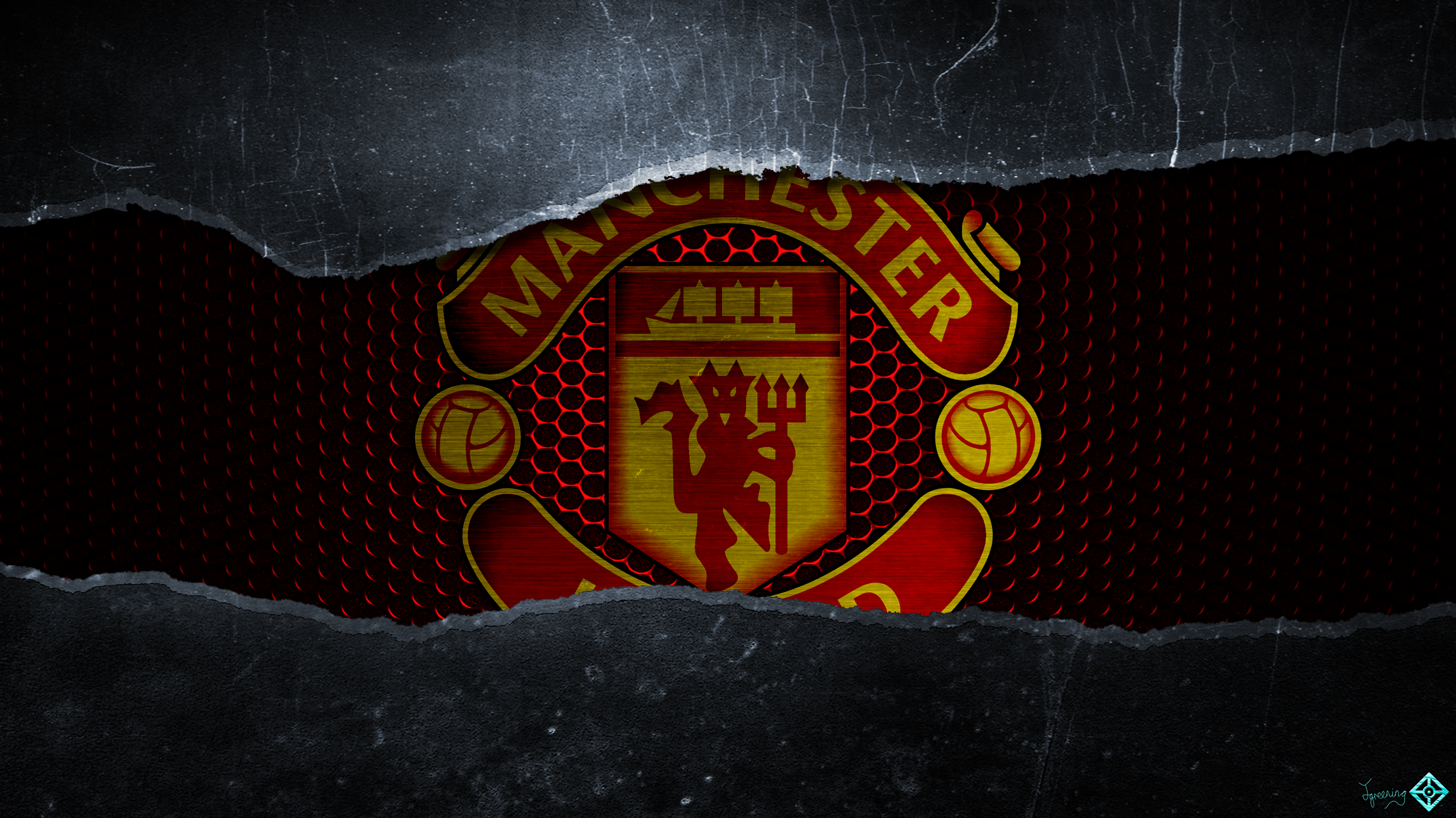 Manchester United F.C. Logo Torn Paper Effect HD Wallpaper