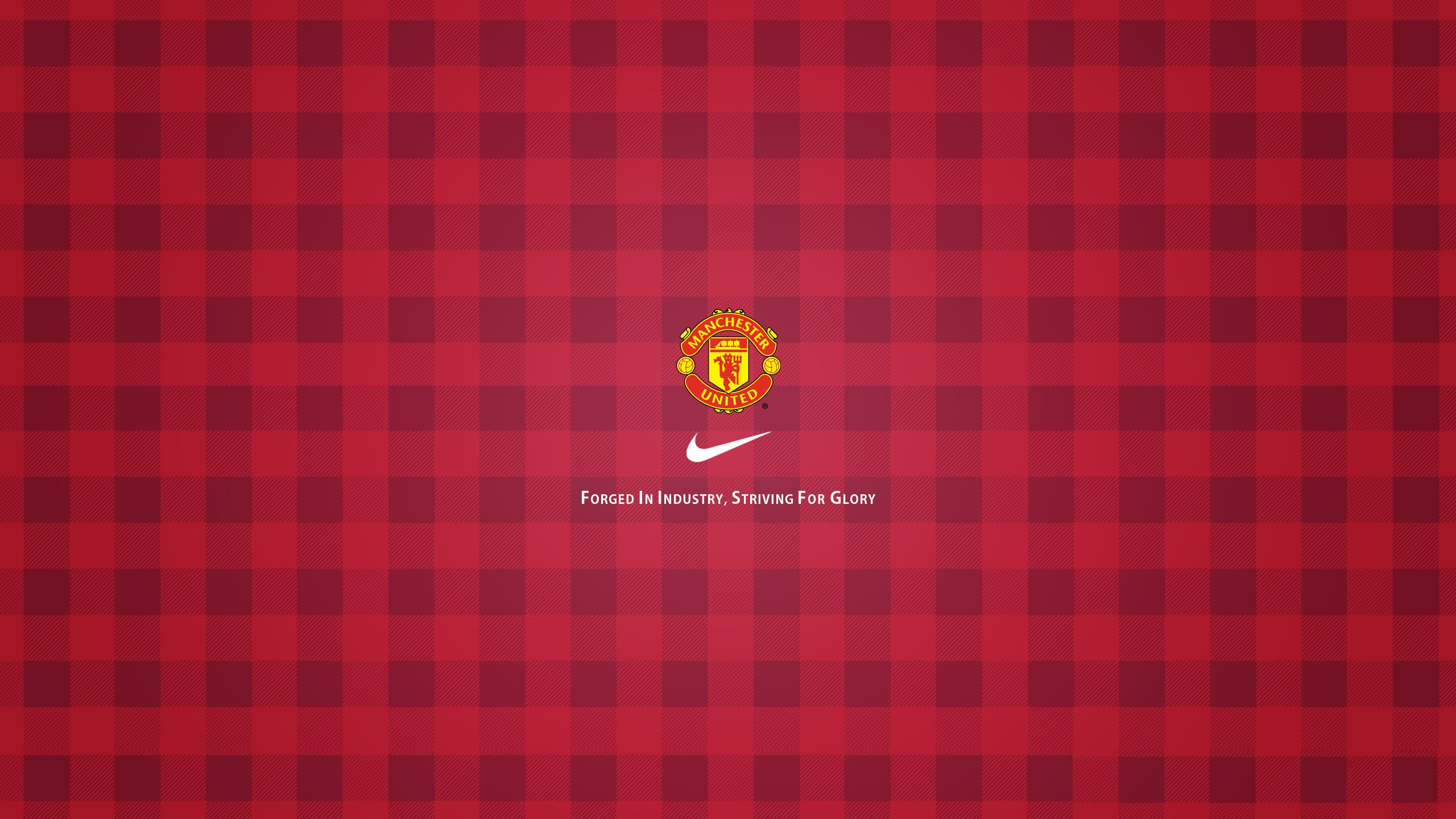 Manchester United F.C. Red Plaid Logo HD Wallpaper