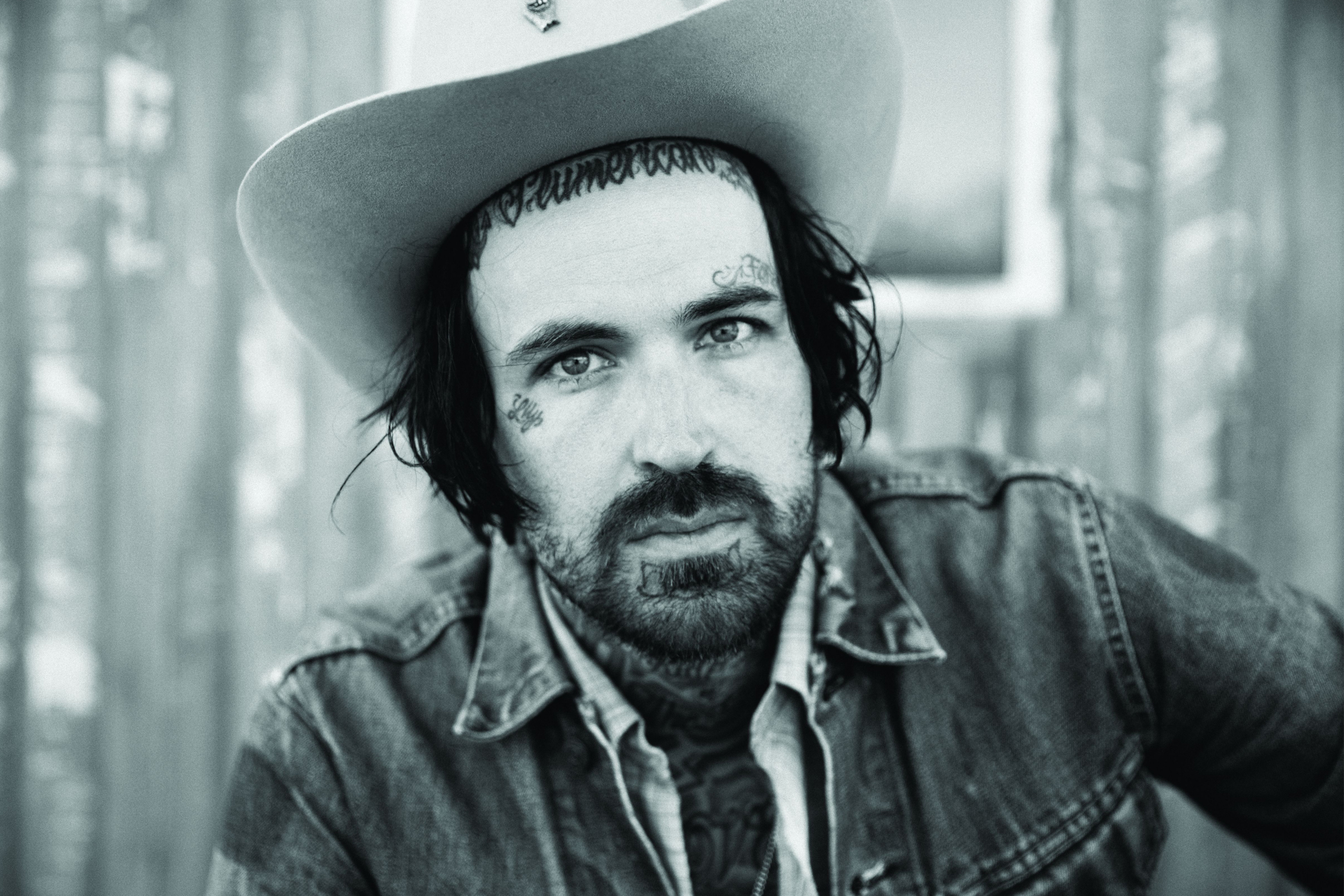Yelawolf Black and White Rapper Portrait HD Wallpaper