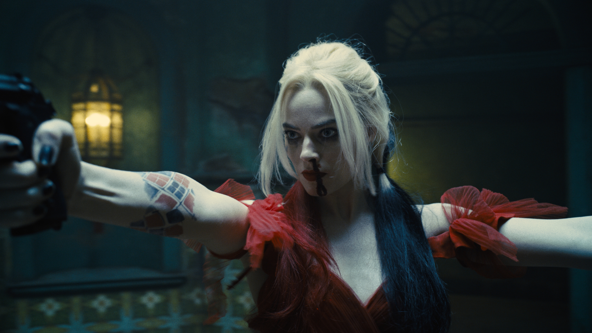 Harley Quinn with bloody nose in The Suicide Squad HD Wallpaper