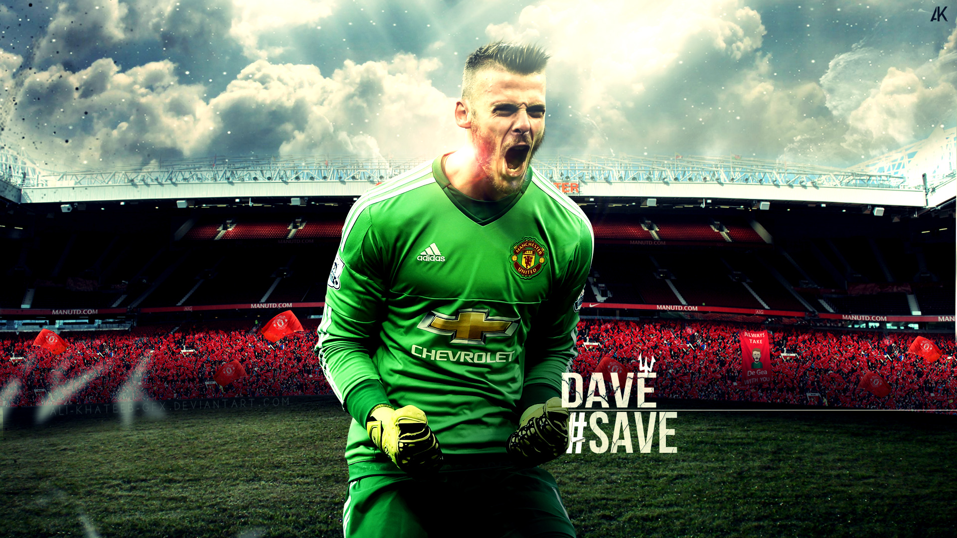 David De Gea's passionate save celebration for Manchester United HD Wallpaper