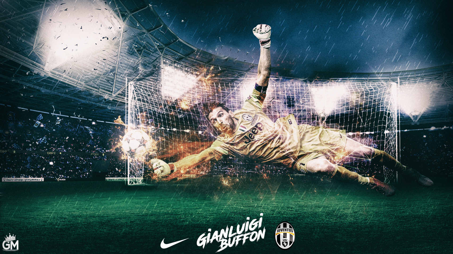 Gianluigi Buffon spectacular save for Juventus HD Wallpaper