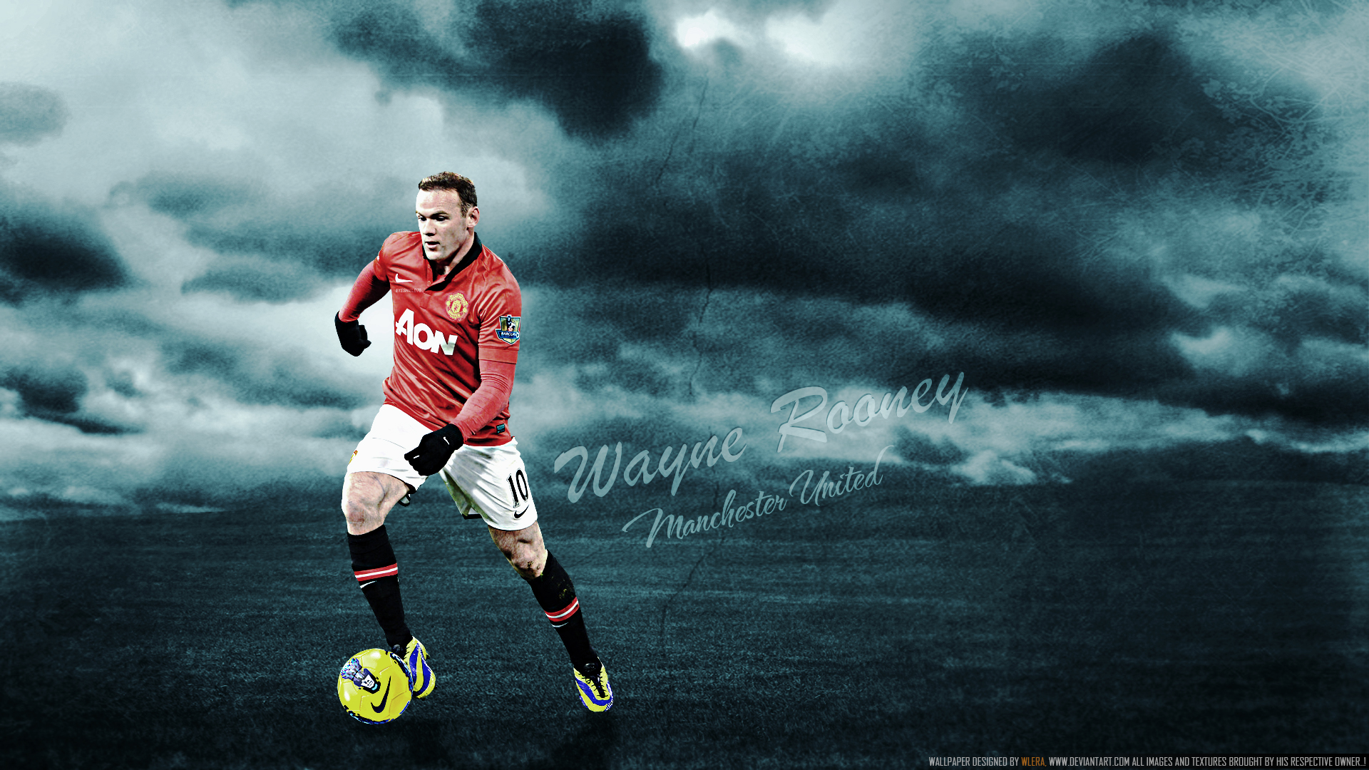 Wayne Rooney dribbling for Manchester United HD Wallpaper