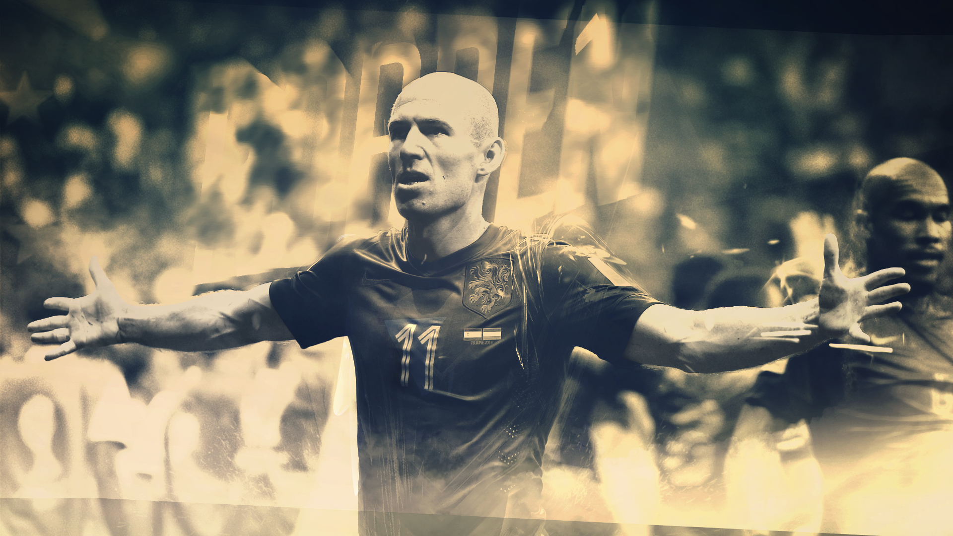 Arjen Robben celebrates goal for Netherlands HD Wallpaper
