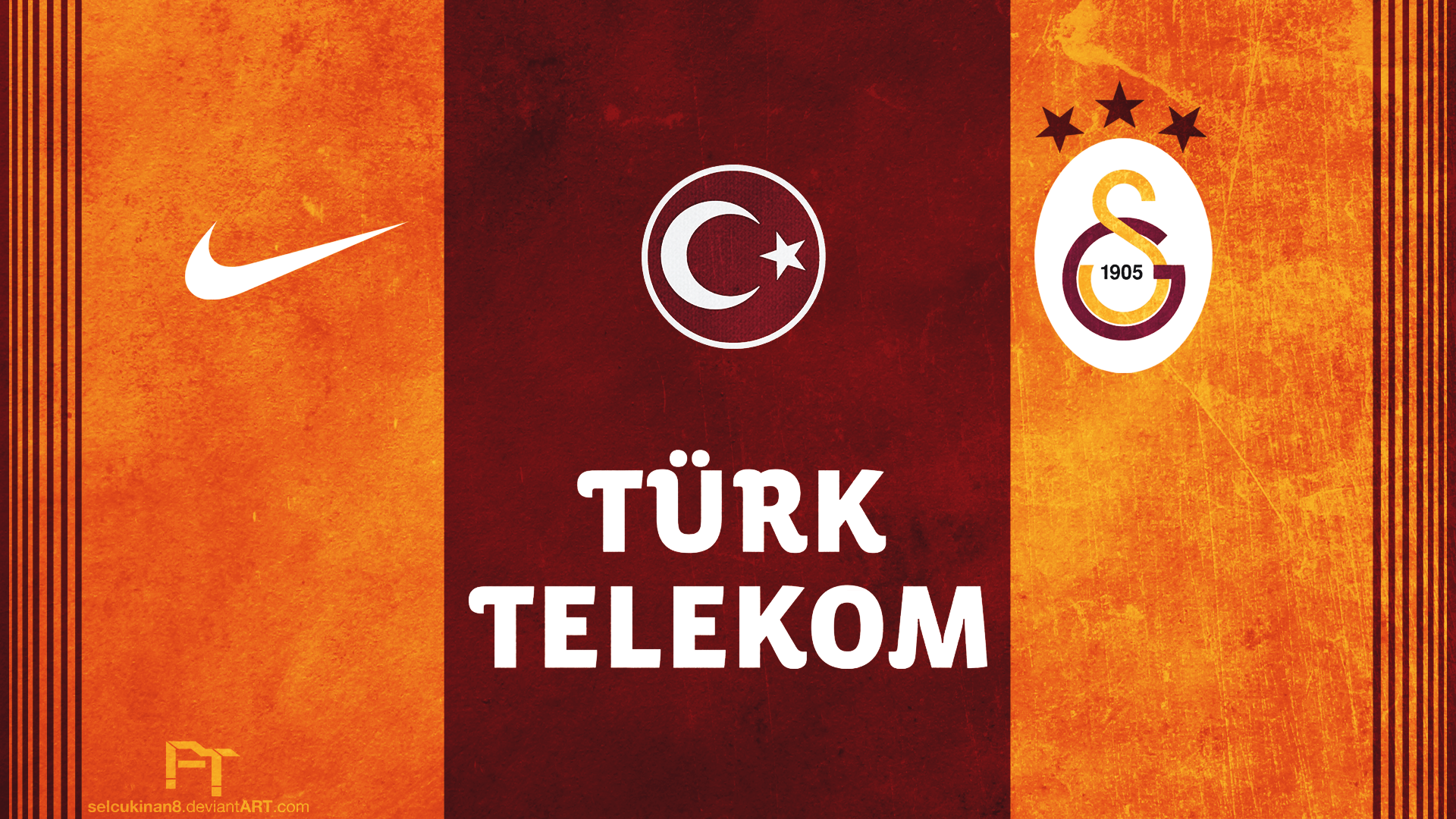 Galatasaray S.K. Logos with Nike and Türk Telekom HD Wallpaper