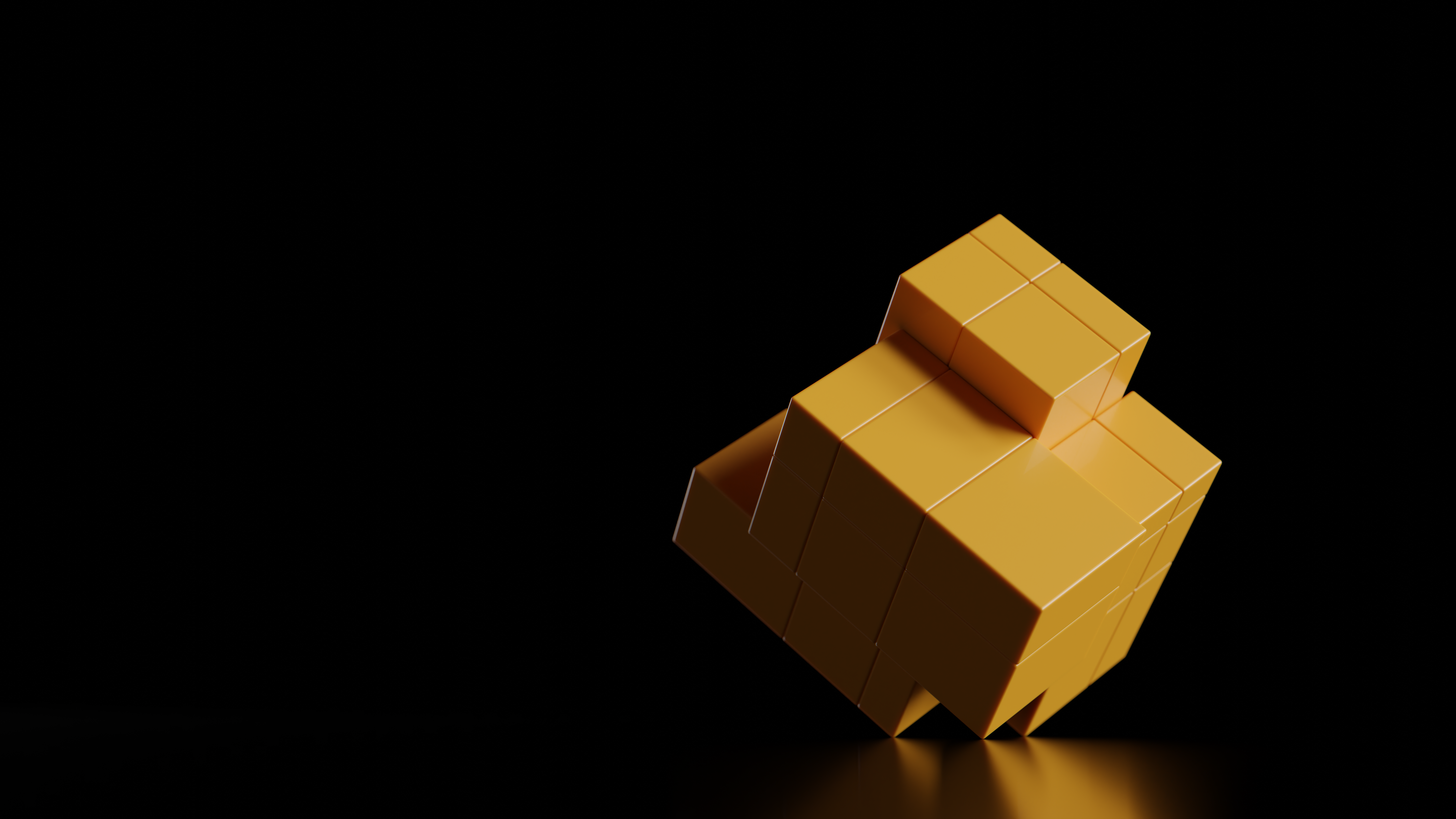 Blender 3D Cubes with Dramatic Lighting on Black HD Wallpaper