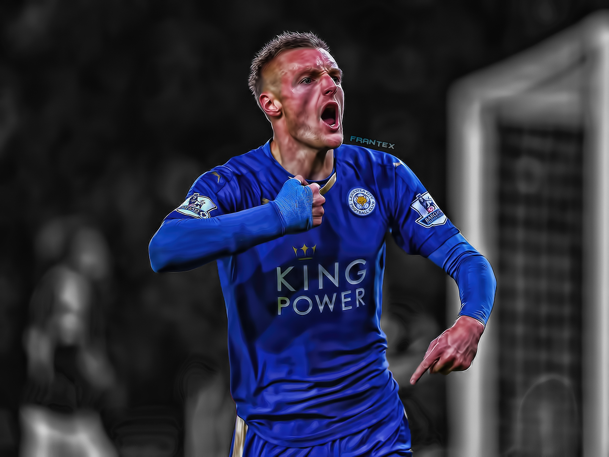 Jamie Vardy's passionate celebration for Leicester City HD Wallpaper
