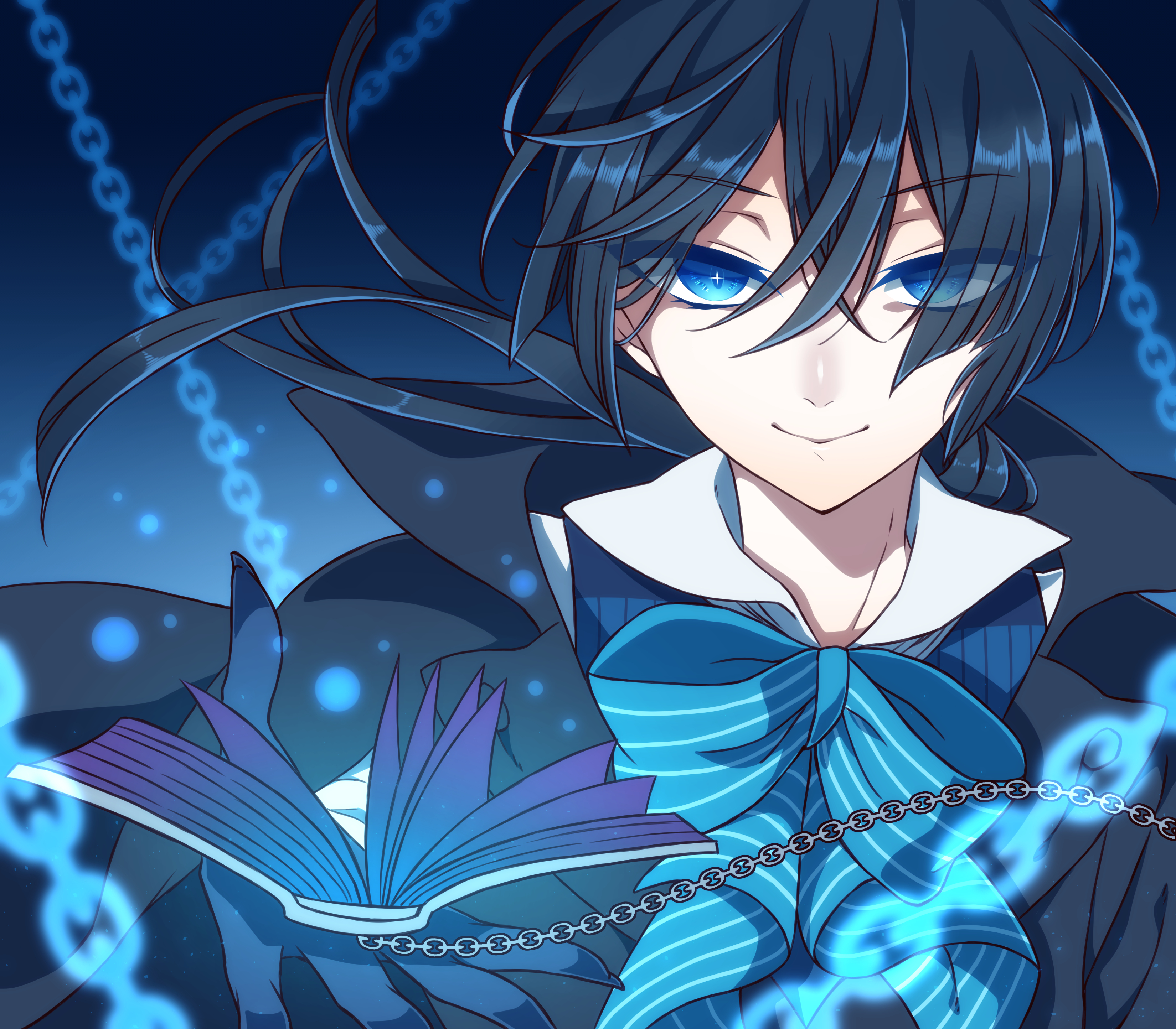 Vanitas Smirking with Glowing Book and Chains HD Wallpaper