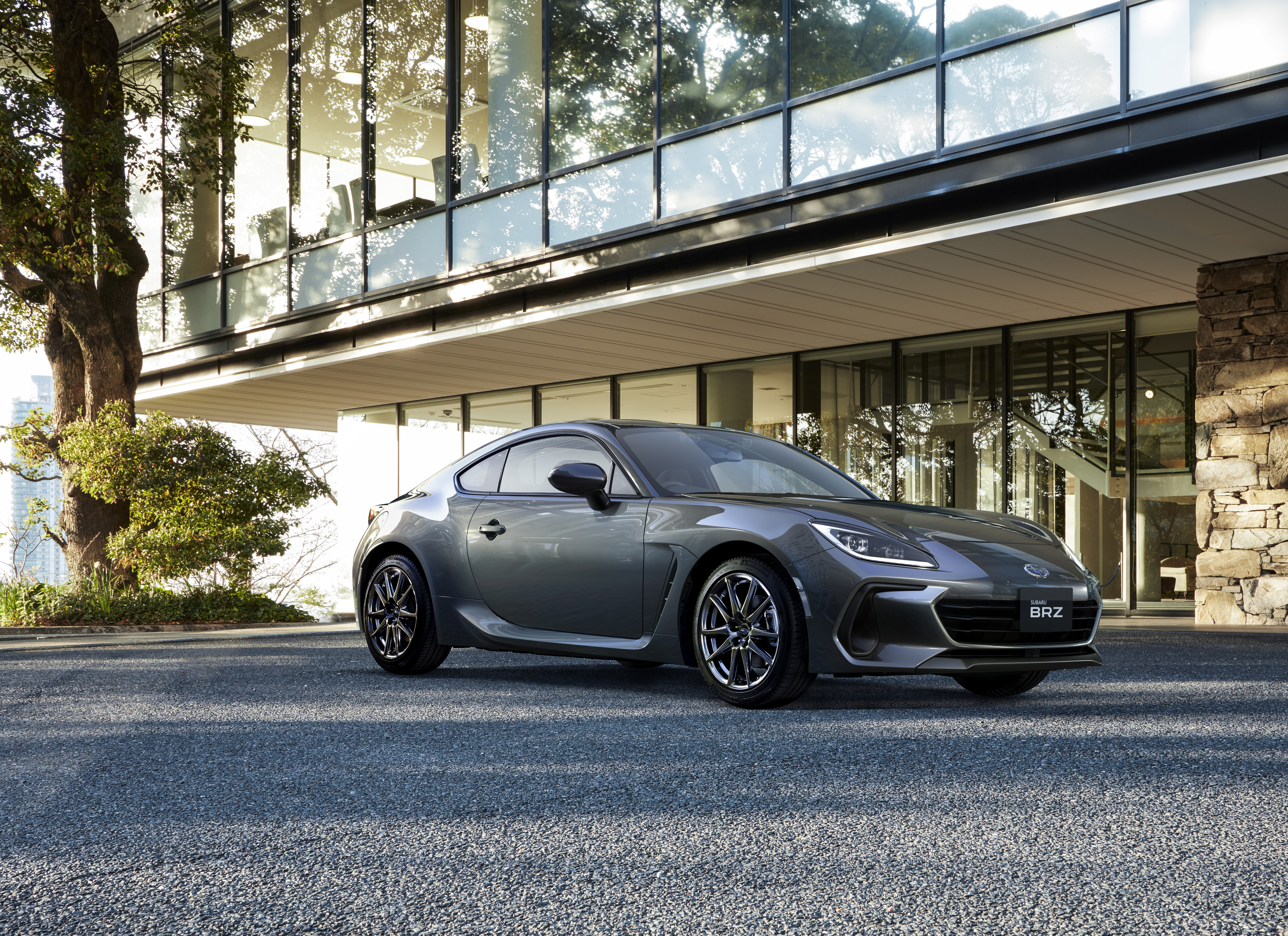 Subaru BRZ Sport Car parked outside modern building 4K HD Wallpaper