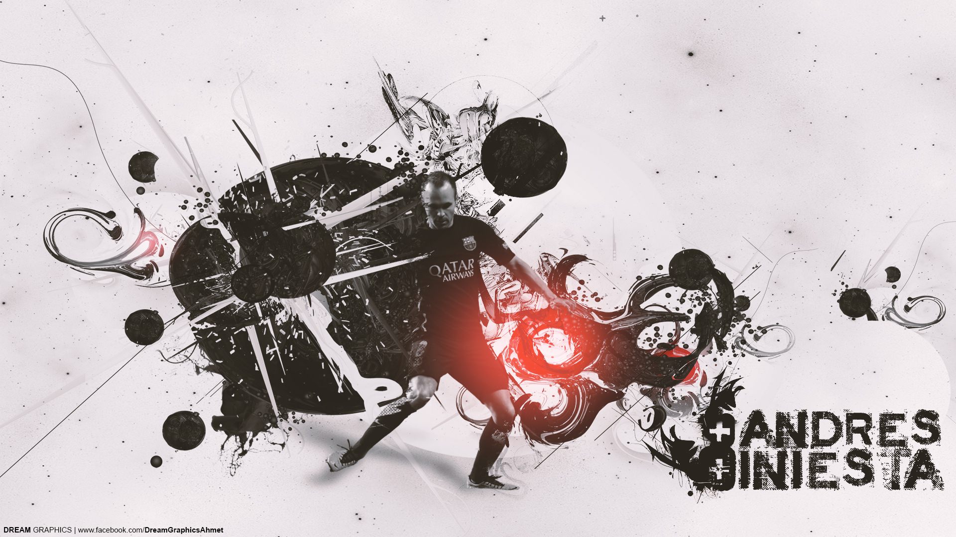 Andrés Iniesta Dynamic FC Barcelona Abstract Design HD Wallpaper