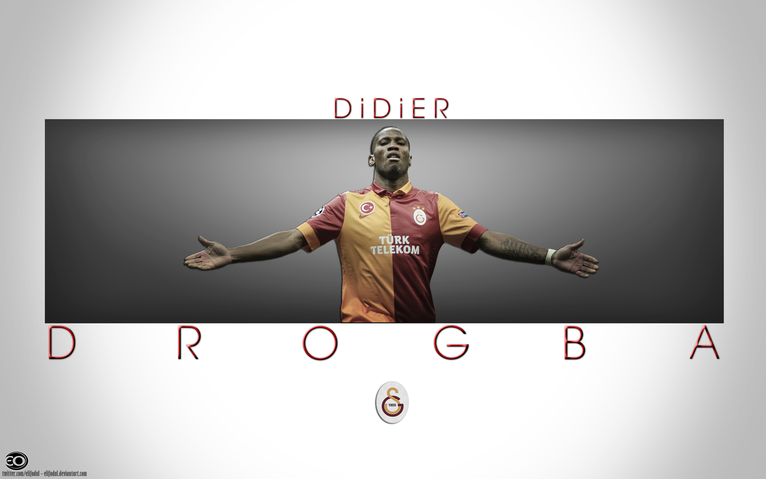 Didier Drogba in Galatasaray S.K. jersey with arms outstretched HD Wallpaper