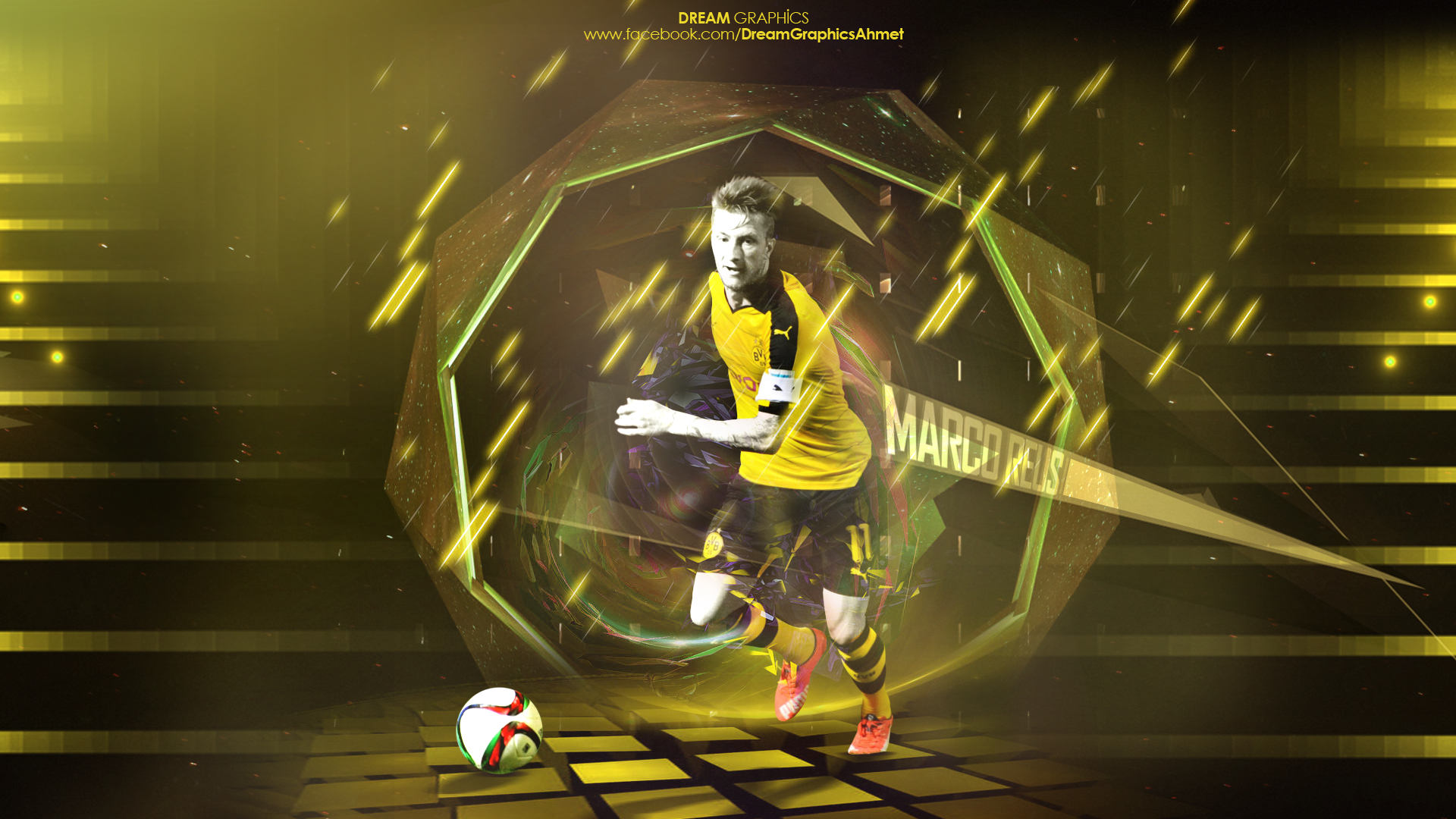 Marco Reus in Dynamic Borussia Dortmund Football Art HD Wallpaper
